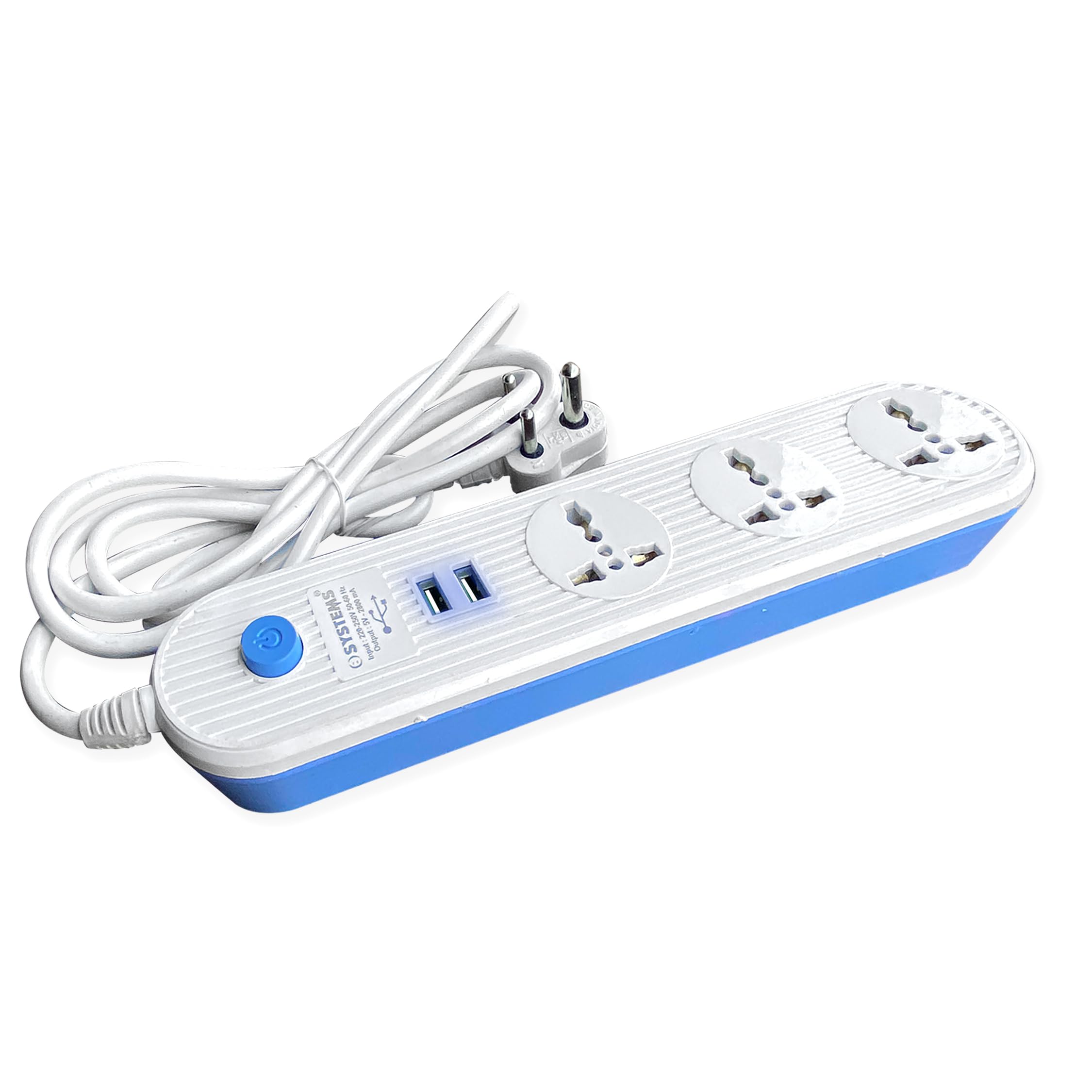 eSYSTEMS Multi Plug Strip Extension Cord with USB Ports – 3 Universal Sockets & 2 USB Charging Ports, Fire Flame Proof, 2 Meter, 10 Amp - White-image-20