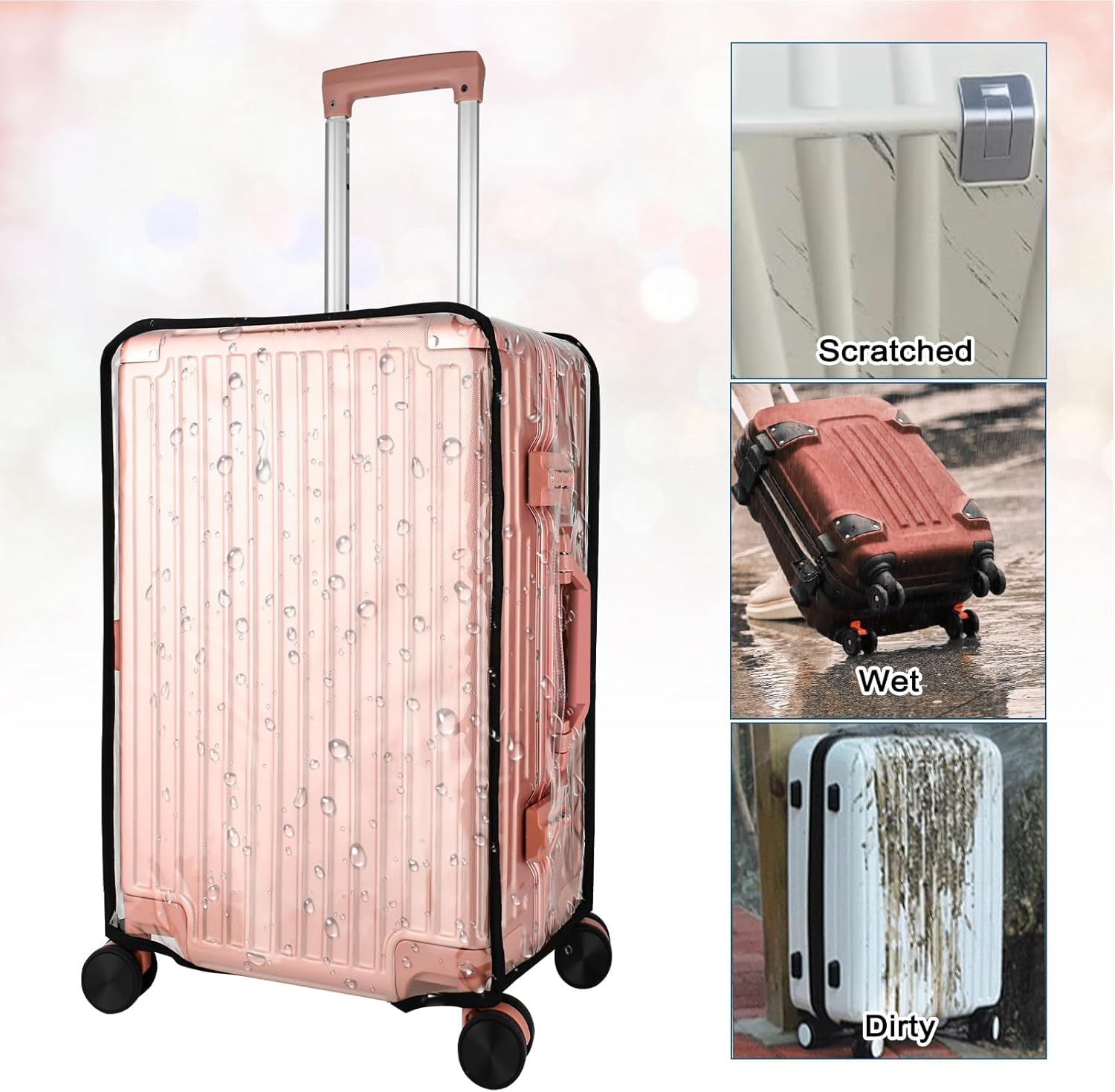 3 Piece Thicken Clear PVC Luggage Cover Protector, Waterproof Plastic Suitcase Cover, 20“ 24” 28” Carry On Luggage Protector Suitcase Cover or Tsa Approved for Travel - Image 7