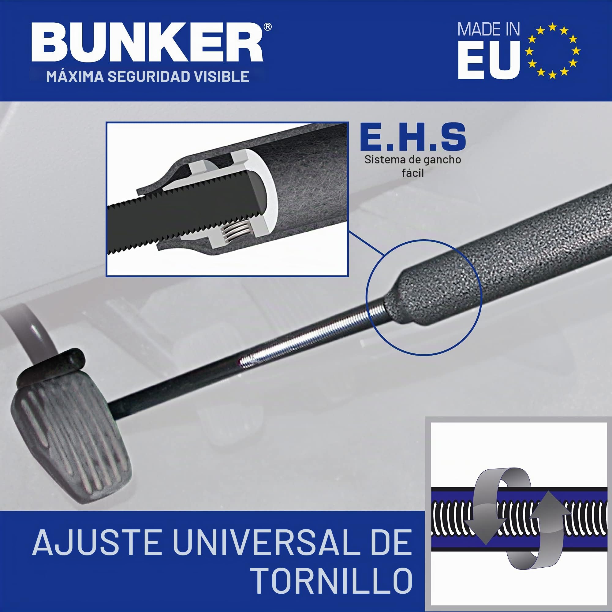 Bunker BB83/B Barra Antirrobo Coche Alta Gama Volante Pedal 80cm max, Fácil Ajuste Más Preciso, Bloqueo Inmovilizador Antirobo Freno Embrague para Auto, Furgoneta, Caravana Camper Camion