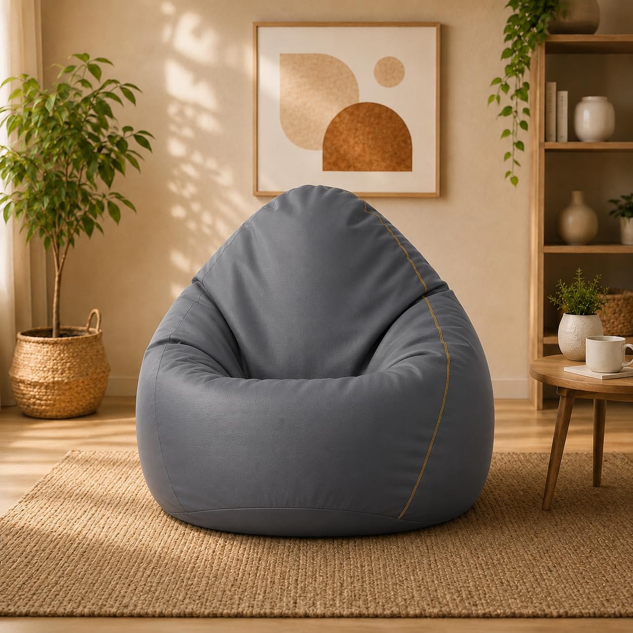 Lofster Grey Bean Bag Cover | Comfortable Seating, Indoor Use, Soft Fabric Cover, Ergonomic Design, Living Room Decor-picture-21