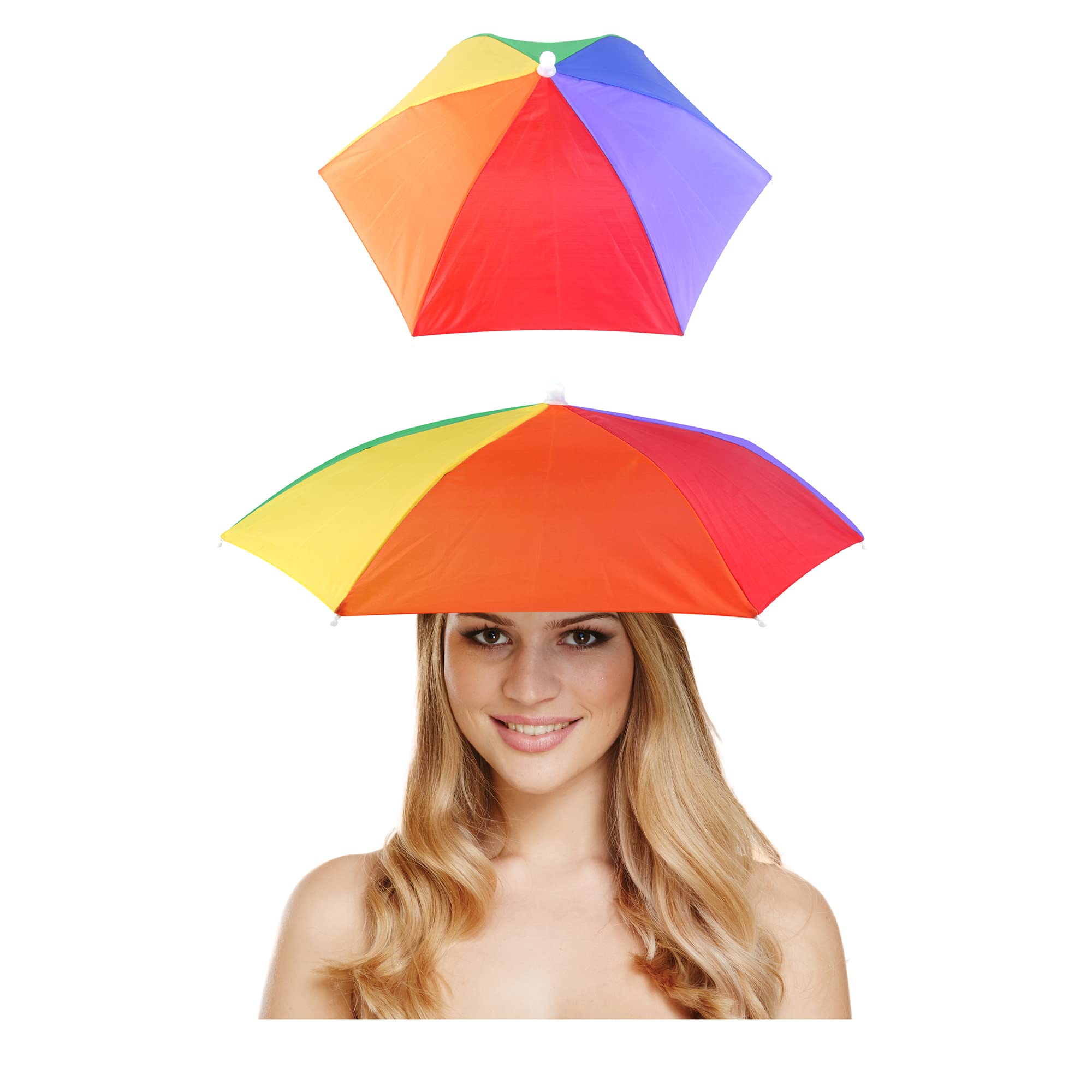 The Fancy Dress® New Adult Unisex Hats Bowler Trilby Gangster Santa Chef Pirate Cowboy Sailor Visor Rainbow Captain Hat Theme Party Accessory (Rainbow Umbrella Hat)