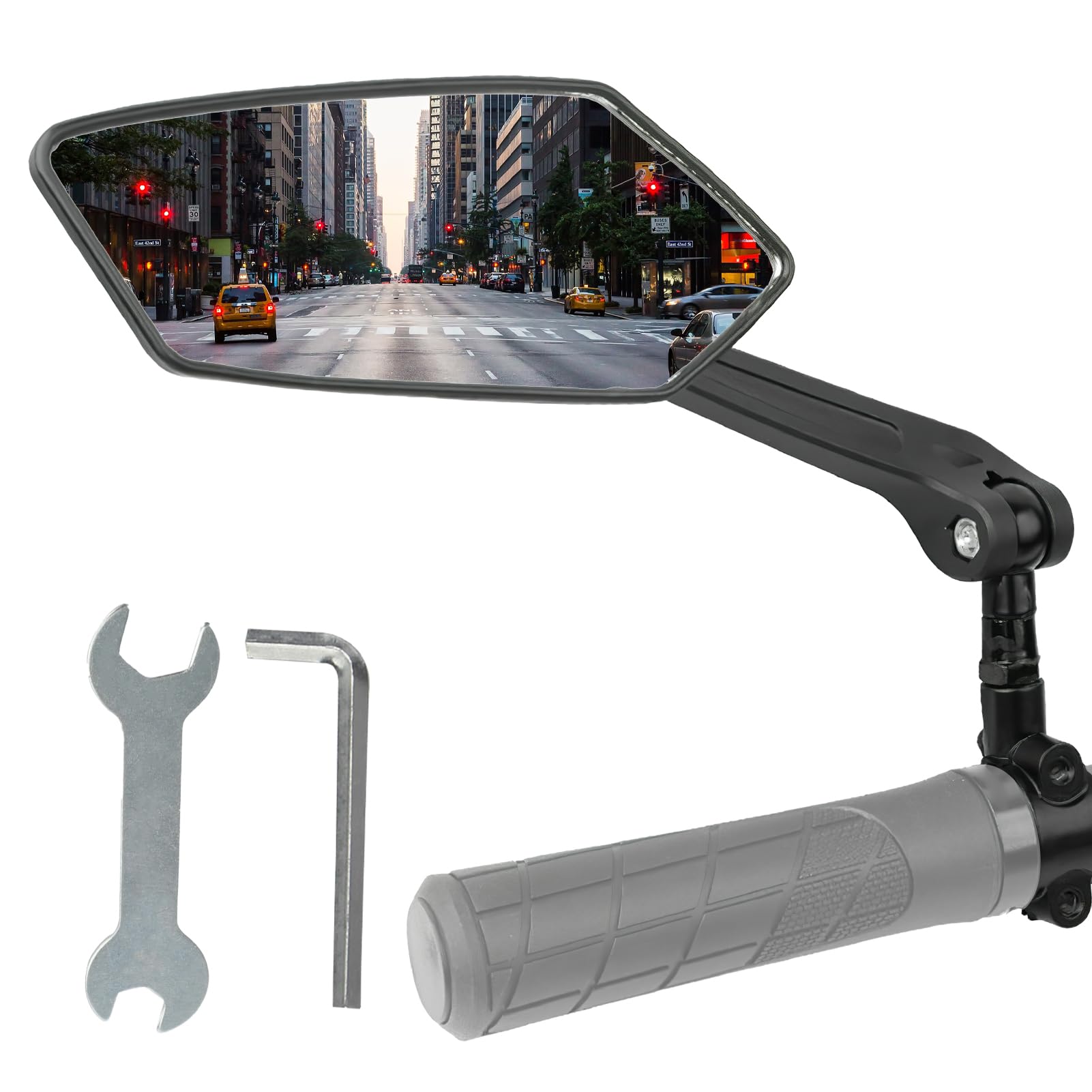Espejo Retrovisor para Bicicleta y Scooter Eléctrico, Espejo Retrovisor Izquierdo Universal HD Ajustable 360°, Compatible con Manillares de 20 a 24 mm, Gran Superficie Reflectante y Alta Visibilidad