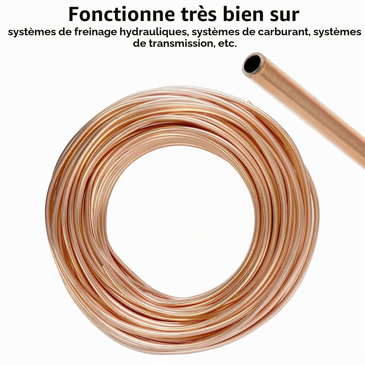Tuyau de Frein en Cuivre - 10m, 3/16" (4,75mm), Kit de Conduite de Frein et de Carburant