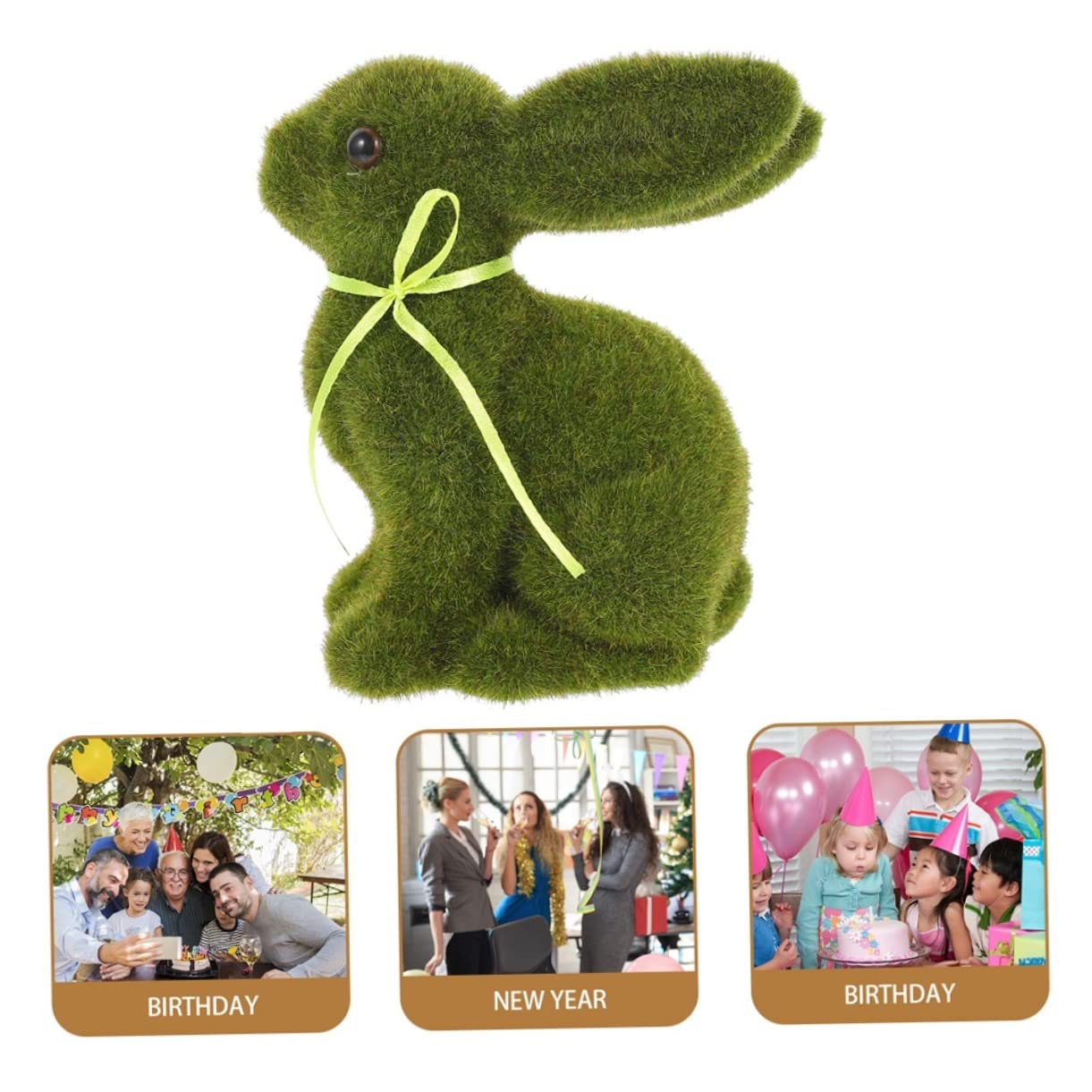 4 Pezzi Coniglietto Flockato Verde per Decorazioni Pasquali, Coniglio Artificiale in Schiuma, Design Creativo e Realistico per Lavori Manuali e Tavolo da Festa