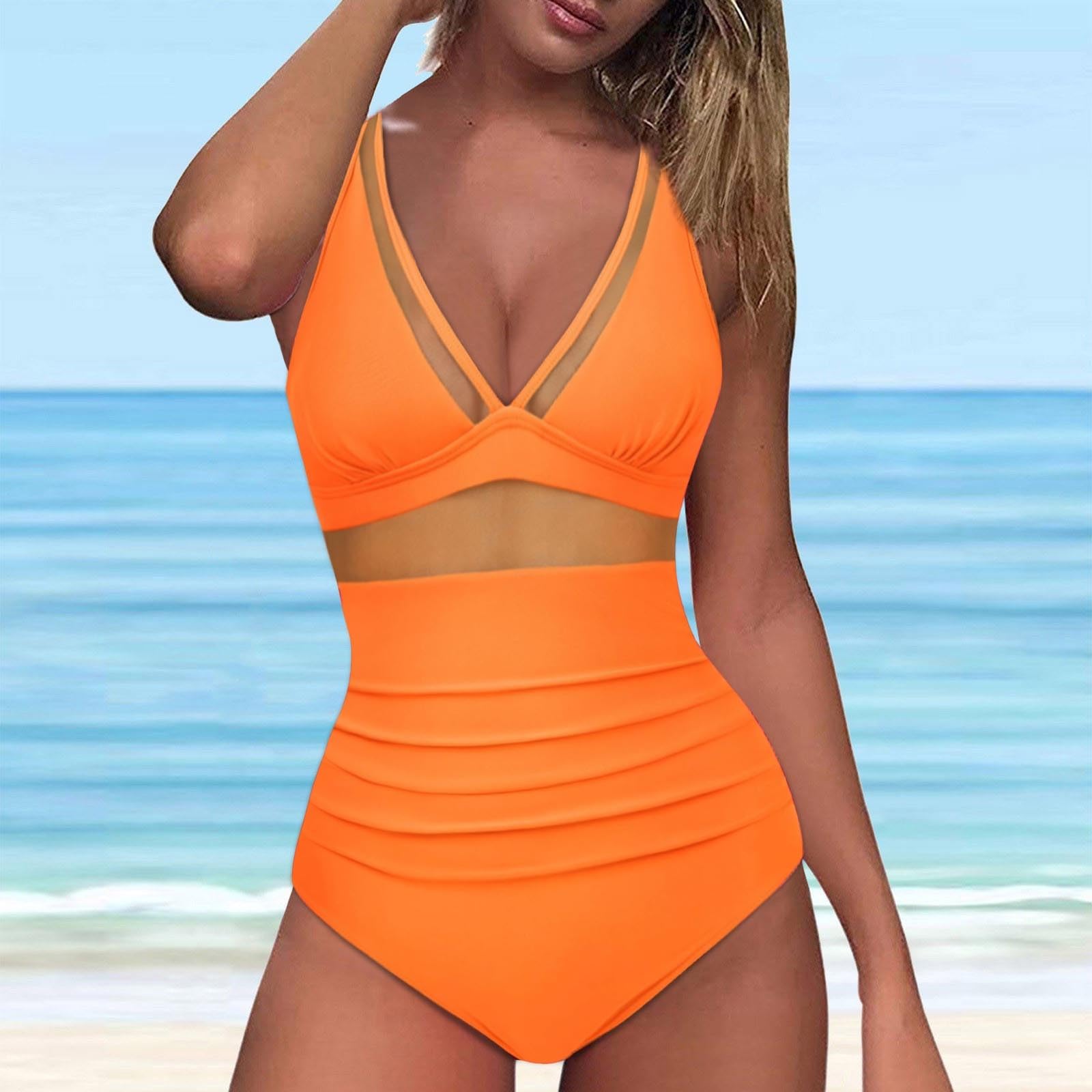 Generico Costume da Bagno Donna, Sexy da con Controllo in Rete, Push Up A Vita Alta, Design Moderno Ed Essenziale