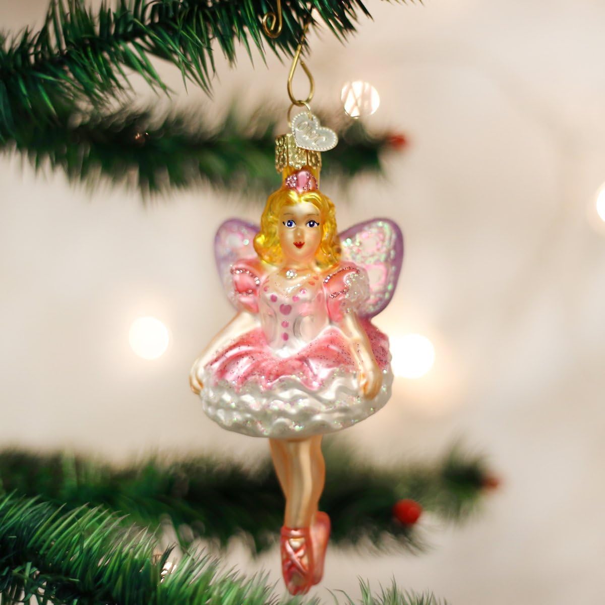 Old World Christmas Sugar Plum Fairy Glass Blown Ornament for Christmas Tree, Handcrafted Holiday Decoration, Fantasy Collection