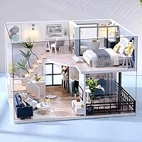 Vista 9 de Lannso - Kit de casa de muñecas en miniatura de bricolaje, kit de casa de muñecas con cubierta a prueba de polvo, casa mágica, mini juguetes de casa