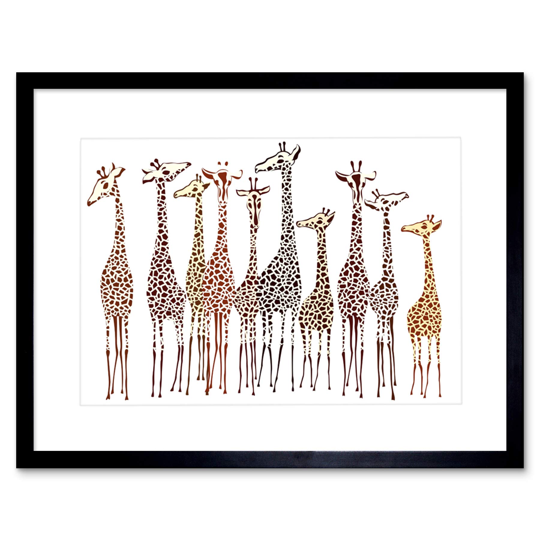 Wee Blue Coo Dt Illustration Group Of Giraffes Framed Art Print Picture & Mount F12X289