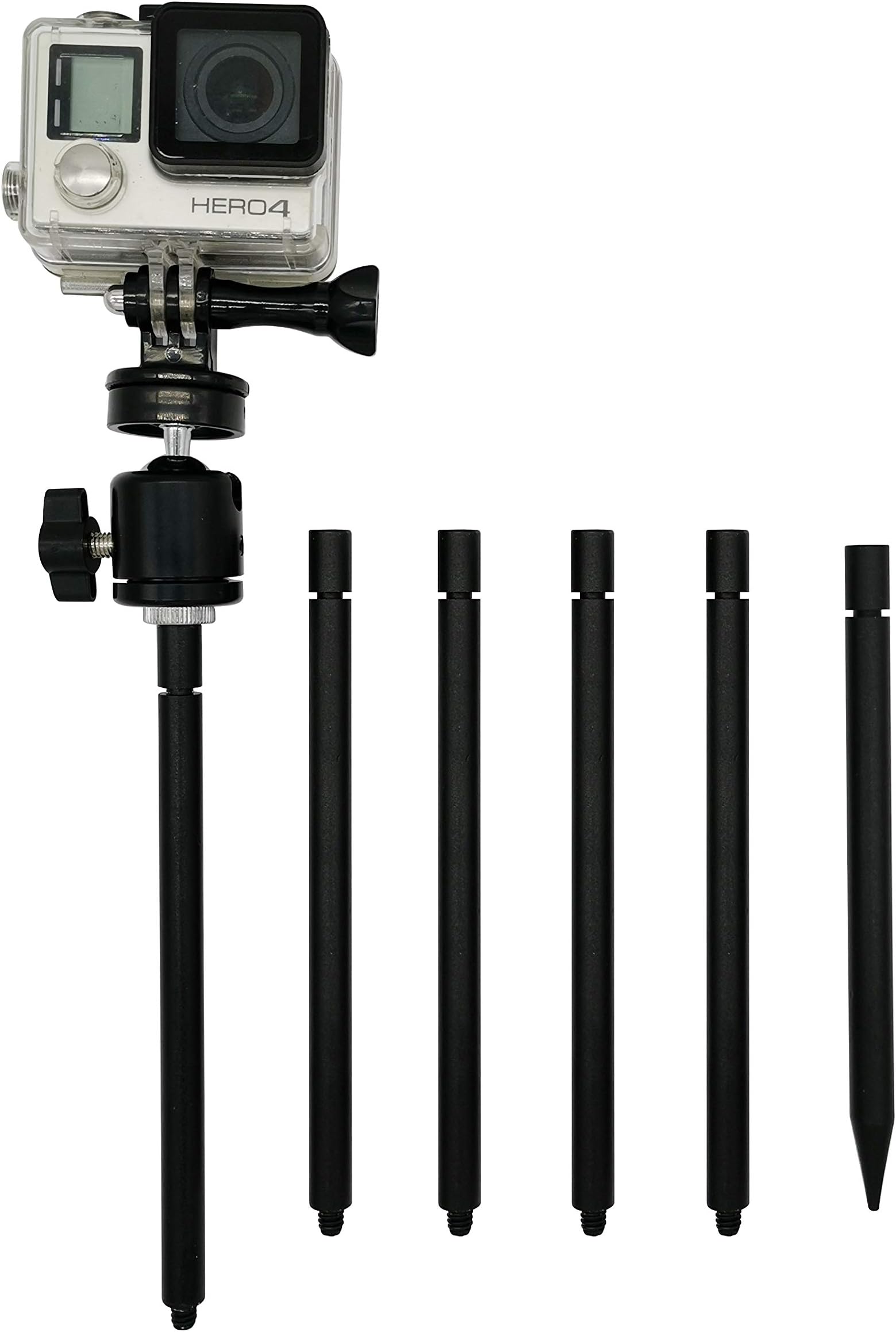 Trail Camera Stake Mount | Ground Spike Stick Mount | Adjustable Tilt 1/4-20 Ball Head | Fits Scouting Hunt Cameras and Gopro Action Cam 360 4K Vr Cameras