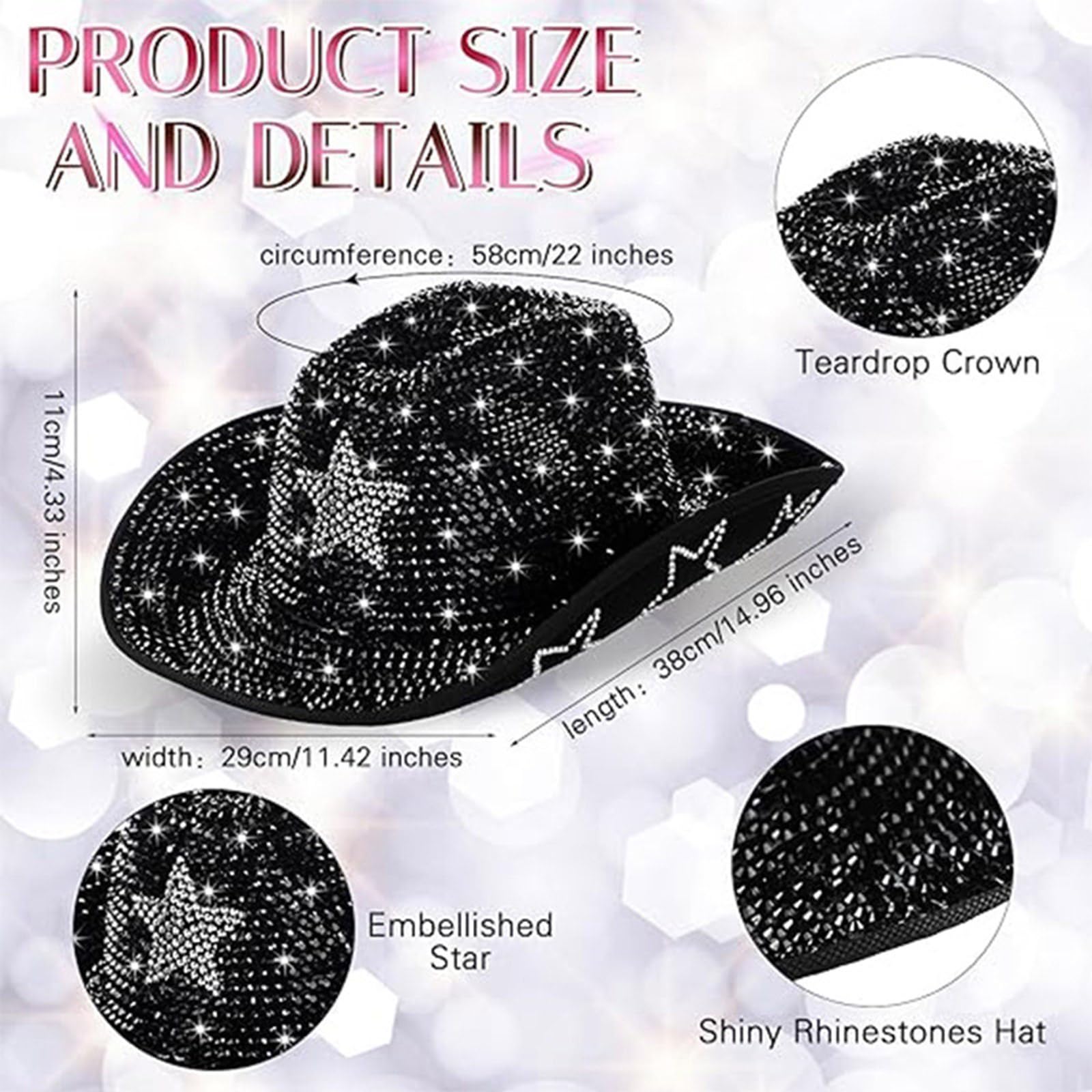 Sombrero de diamantes de imitación brillantes para fiestas de baile, eventos formales, para todas las edades, sombrero de moda
