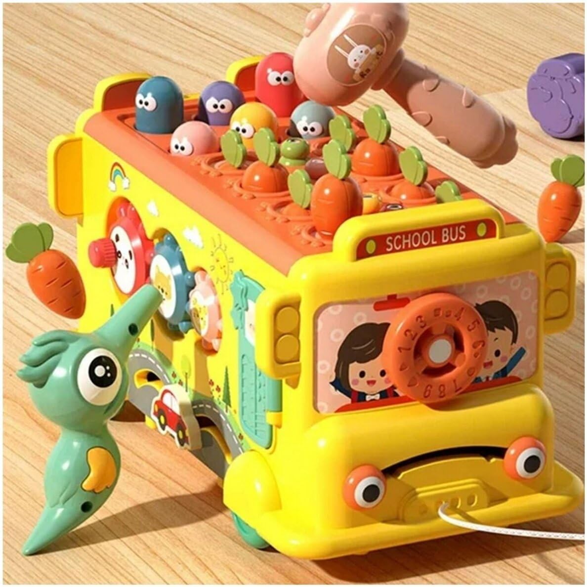 Magicwand® Intelectual Montessori Musical Carrot Harvest,Fishing Shape Sorter Educational School Bus【with 9 Functions】 for Toddlers【Pack of 1 Bus】【Multi-Colored】 - Image 7 thumbnail