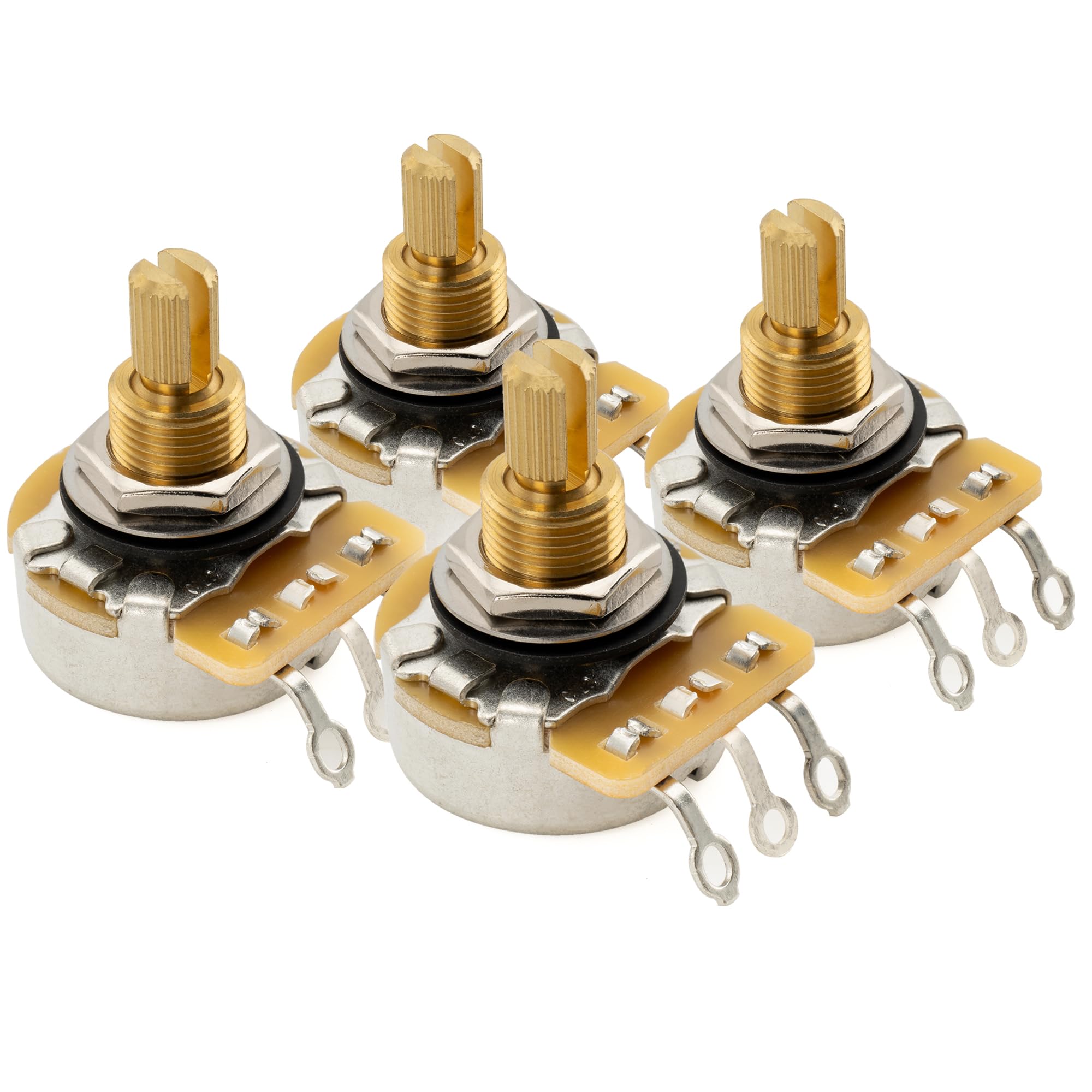 CTS 450G B500K Pots Brass Standard Split Shaft 3/8 Inch 10% Linear Taper Potentiometers for Electric Guitar Bass (Set of 4)