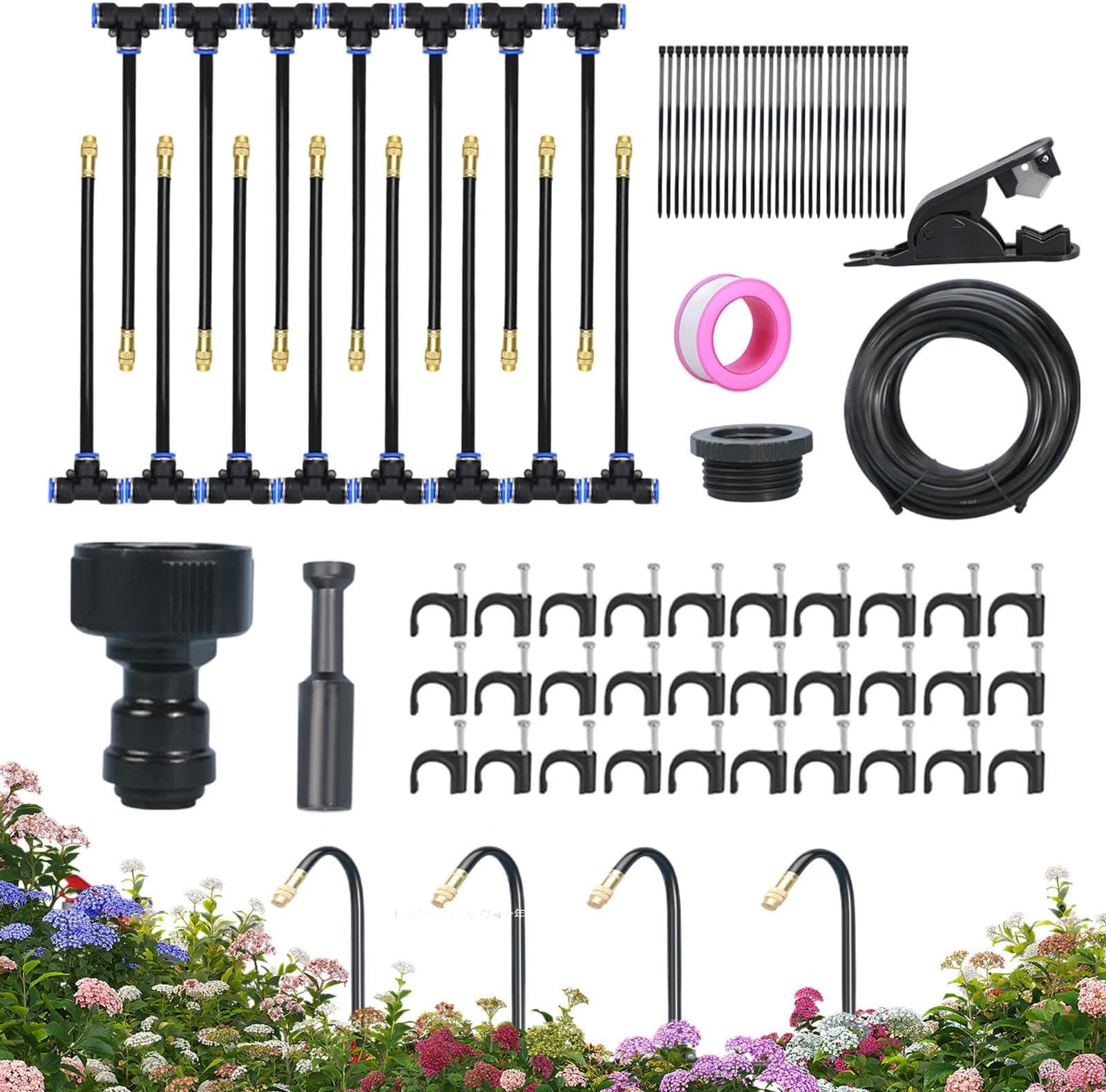 Irrigation System for Garden - Adjustable Nozzle Emitters,Adjustable 360 Degrees Automatic Emitters Set for Outdoor Growing Flower Beds Tree Lawn Patio Plants Indoor