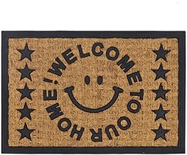 Rubber Coir Mat Smile Welcome Smile 23.6 x 15.7 inches (60 x 40 cm) Coco Palm Entrance Mat Outdoor Mud Removal Welcome Rectangle Door Mat