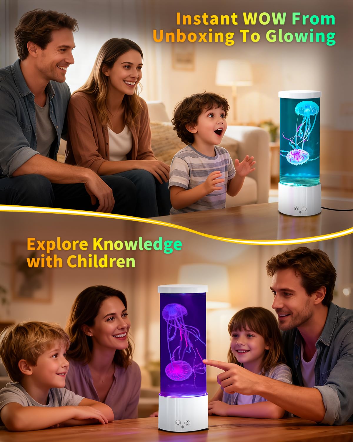 AONESY Lampe LED Jellyfish 17 couleurs, lampe à lave Aquarium avec télécommande, Décoration Lumière d'ambiance - Blanc