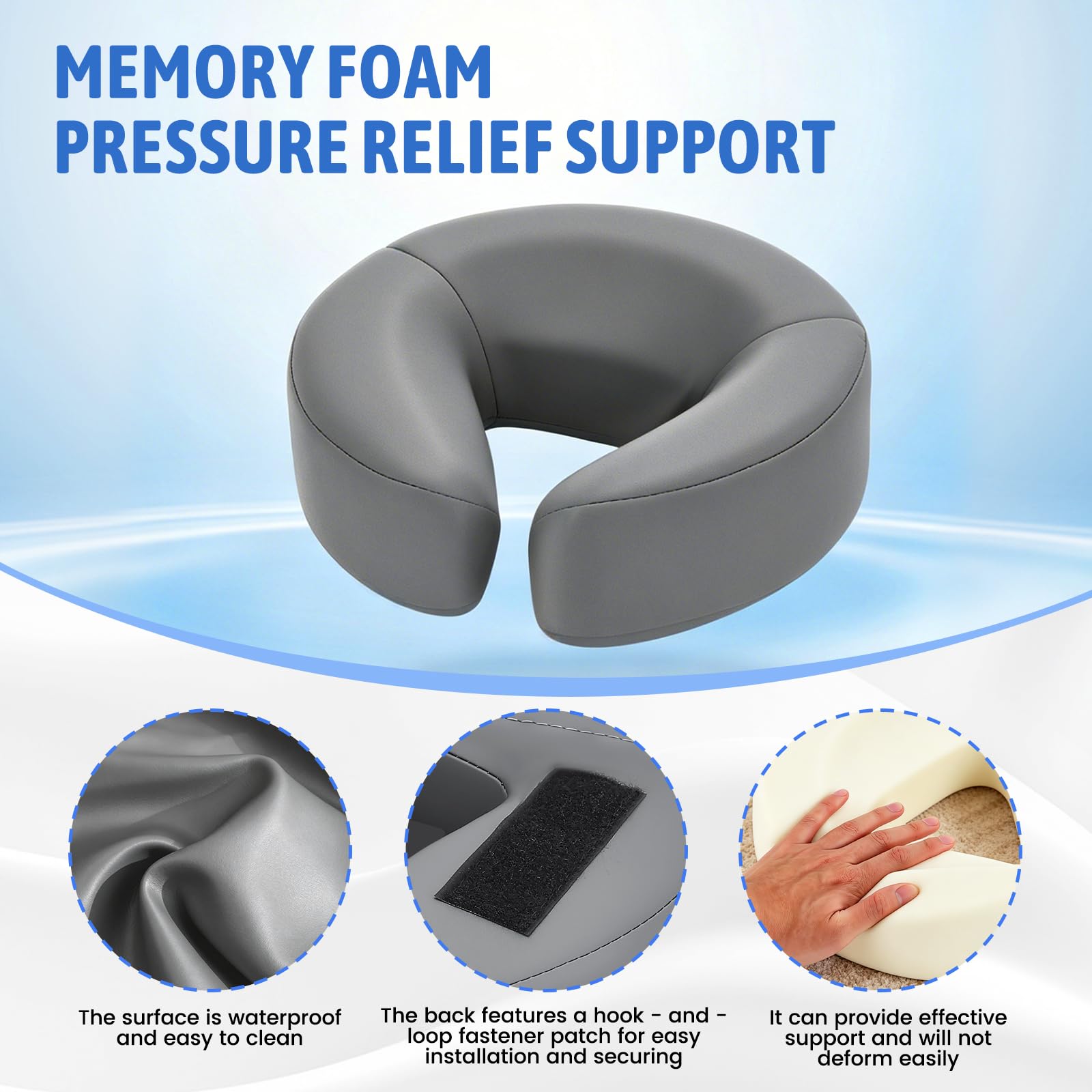 Reposacabezas de masaje para cama con marco y almohadilla ajustable, Soporte para colchón 14-45cm, Posición boca abajo tras operación ocular, Soporte facial colchón para hogar y salón de belleza, Gris