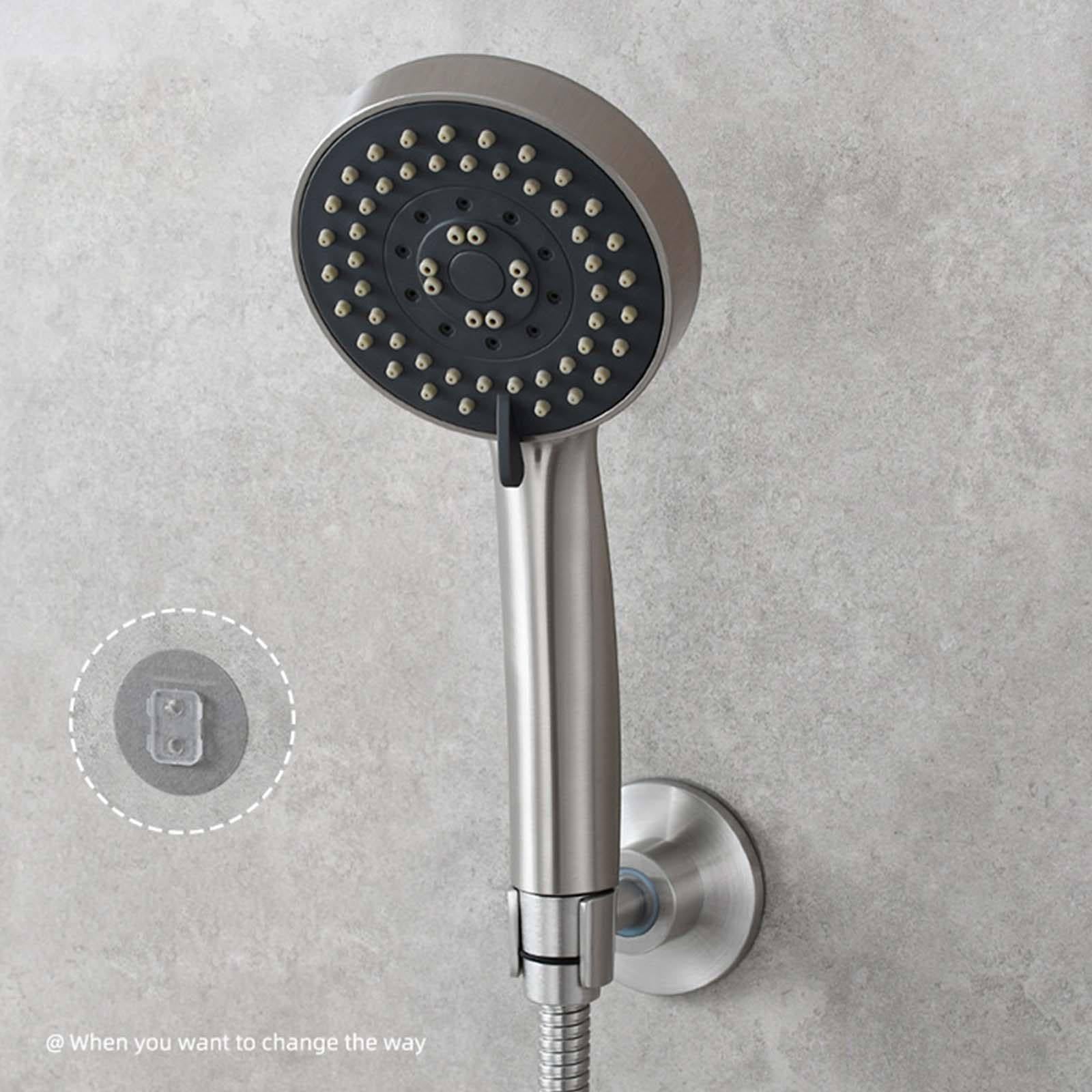 Soporte Ducha Pared Viscoso Soporte Alcachofa Ducha Adhesión Súper Fuerte Soporte Ducha Rotación Universal Soporte de Ducha Viene Cepillado Soporte para Ducha Acero Inoxidable