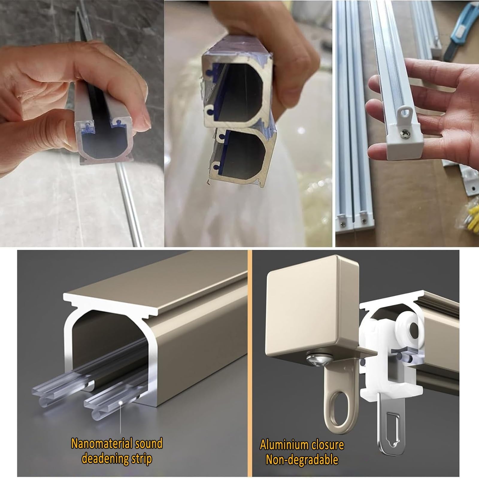 Set di binari per tende da soffitto per finestre a bovindo e divisorio per camper, sistema di binari per tende in alluminio con asta di scorrimento scorrevole per un facile scorrimento