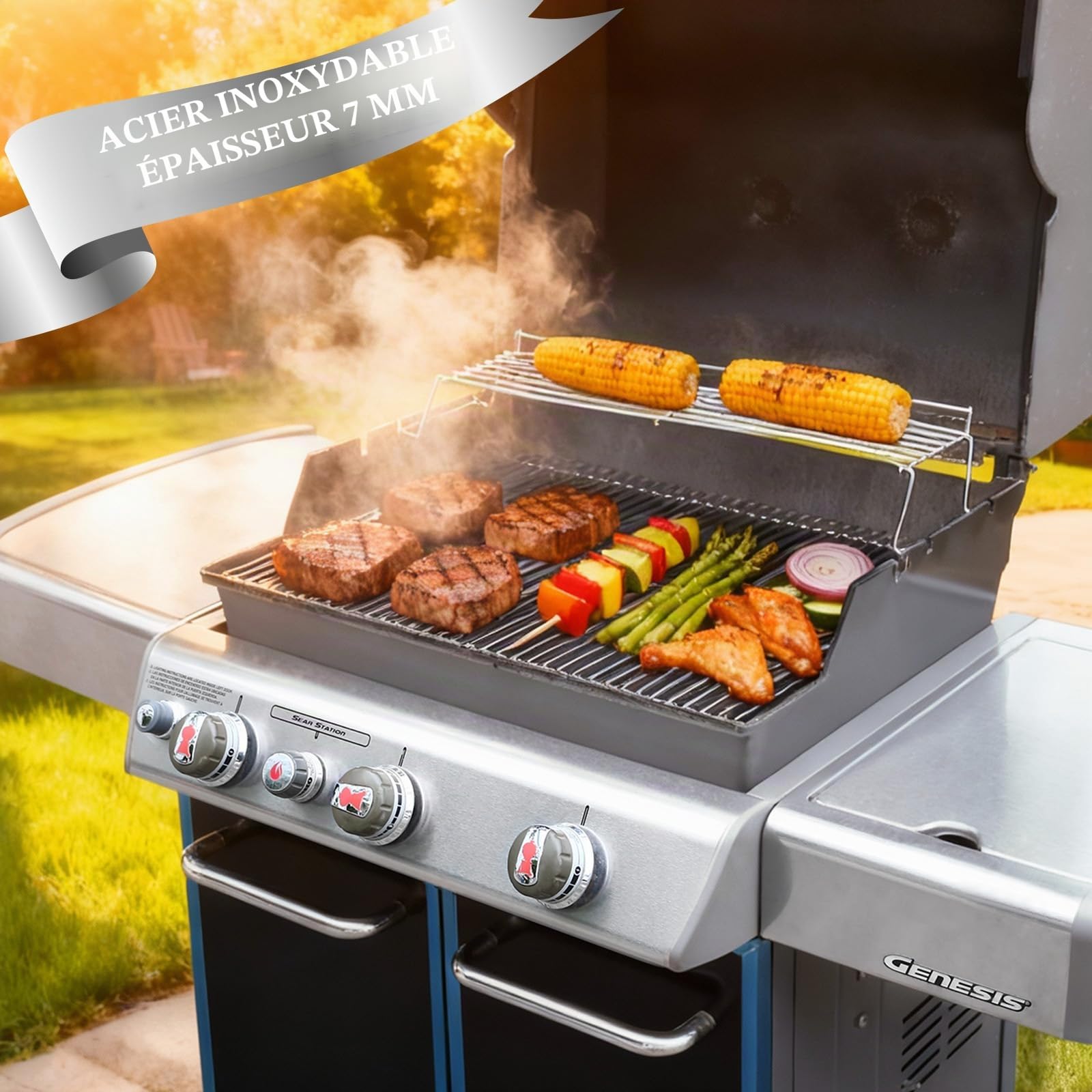QuliMetal 7528 Grille de Cuisson pour Weber Genesis E/S-310 320 330, Ne Convient Pas à Genesis II/LX E310/340, S340, 49,5 x 33 cm Accessoire de pièces de Rechange pour Genesis