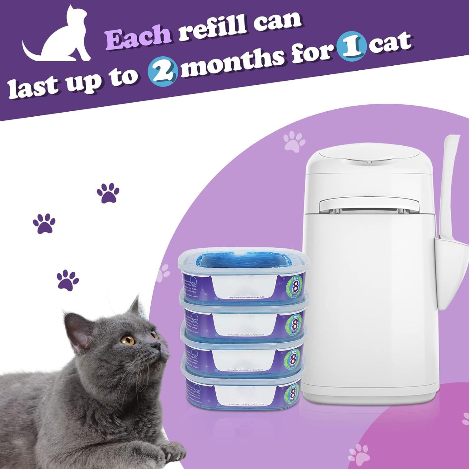 5-Star Cat Litter Refills (Pack of 2) Compatible with Litter Genie and Pet Genie Pail