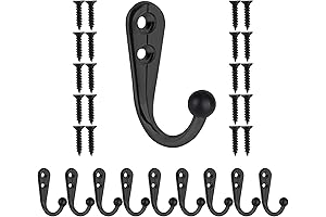 10 Pcs Coat Hooks Wall Mounted, Premium Black Heavy Duty Metal Wall...