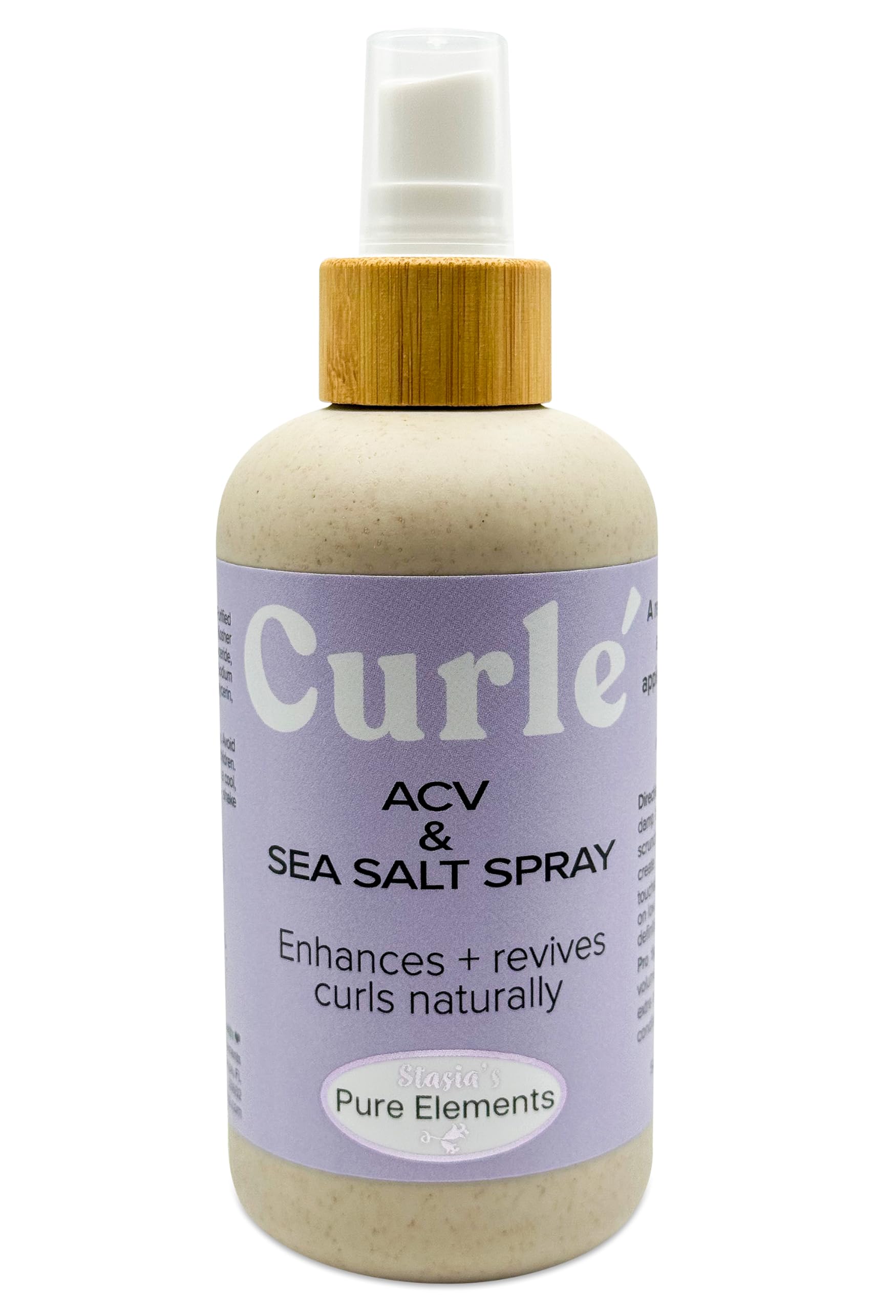 Stasias Pure Elements Curl Sea Salt Spray for Curly Hair with Apple Cider Vinegar Curl Enhancer Refresher Mist