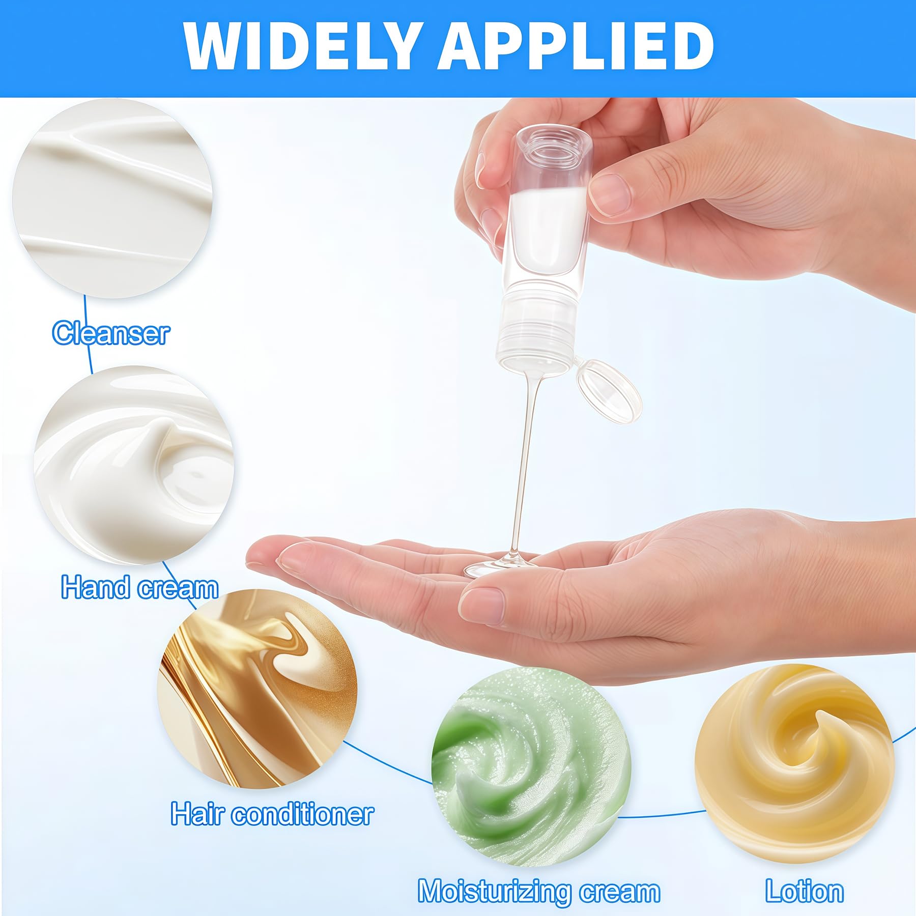 12 flaconi vuoti da 15 ml, in plastica trasparente, da viaggio, con coperchio a ribalta, perfetti per il trucco, acqua emolliente, doccia, gel, emulsione, liquido, Trasparente, 15ml/0.5oz,