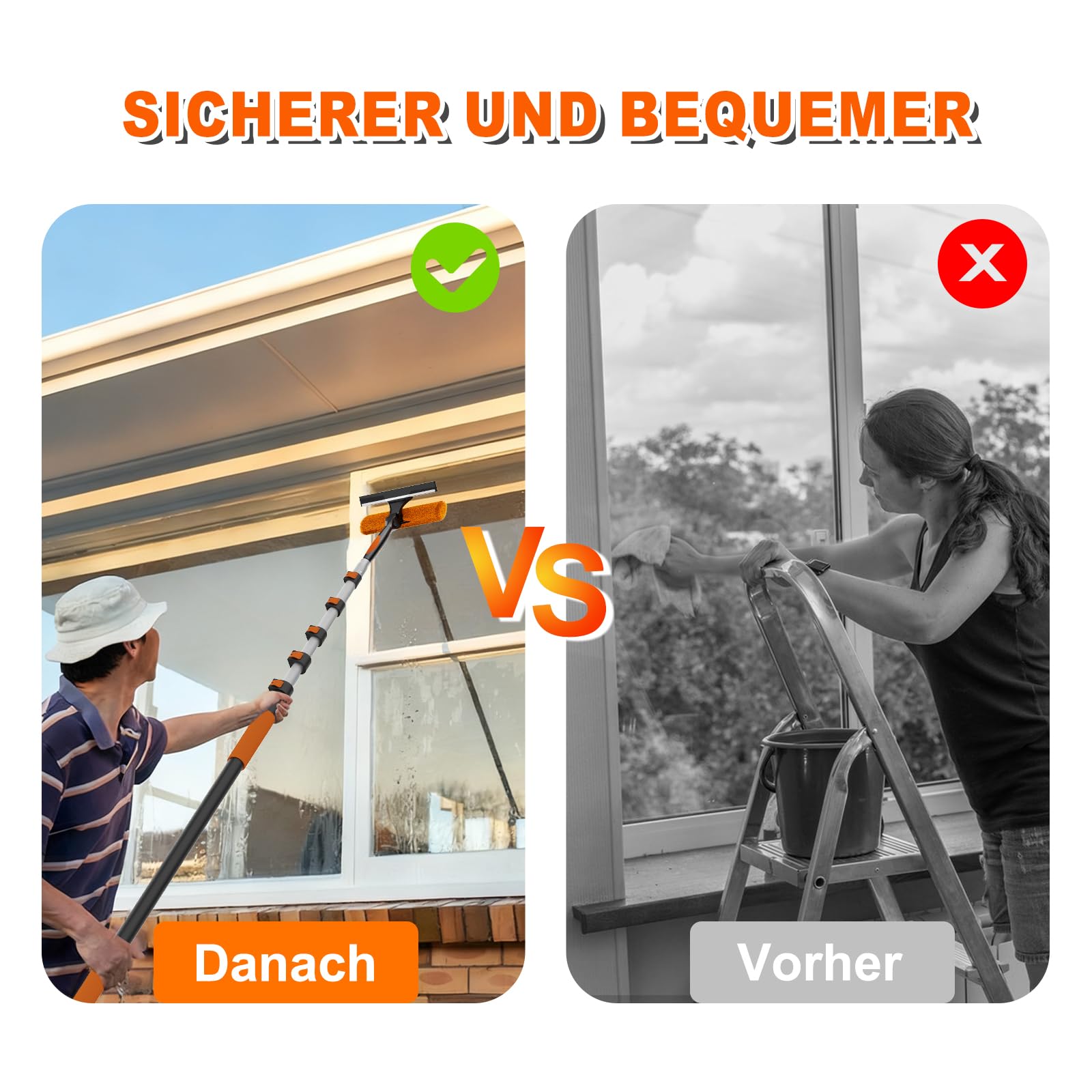 SISUPASSIE 7,2m Staubwedel Teleskop, Spinnenwebenentferner waschbar, Fensterputzer mit Teleskopstange für Decken, Fenster und Möbel
