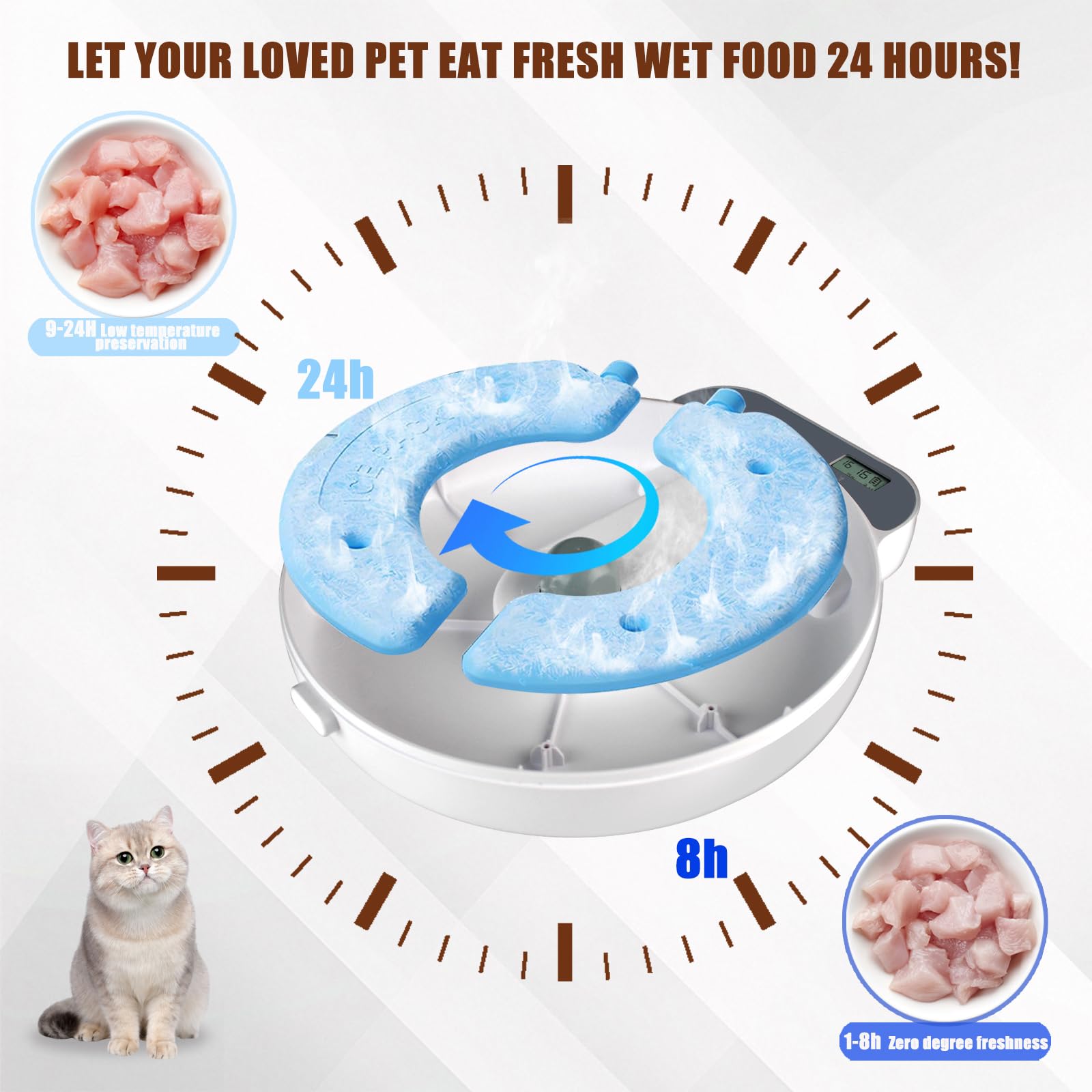 Automatic Wet Food Cat Feeder, Auto Refrigerated Wet Foods Feeder for Cats Dogs 4 Meal Timed Fresh Foods Dispenser with 4 Ice Packs Small Pet Feeders for Kitty Puppy Automatic Cat Dog Food Bowl - image 2