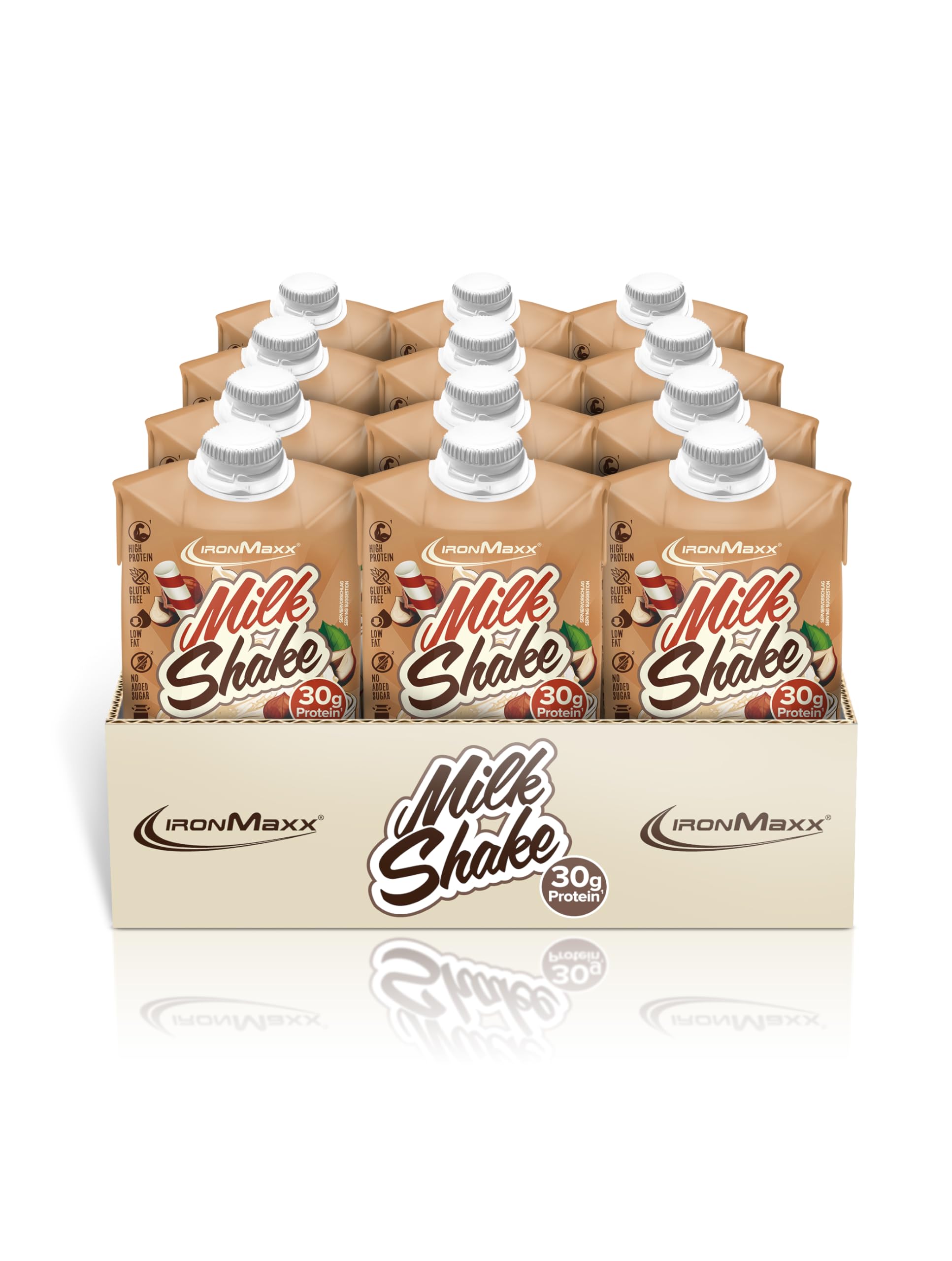 IronMaxx® Creamy RTD Protein Milkshake – Laktosefreier Eiweißshake mit Haselnussgeschmack, 30 g Protein pro Flasche, ide