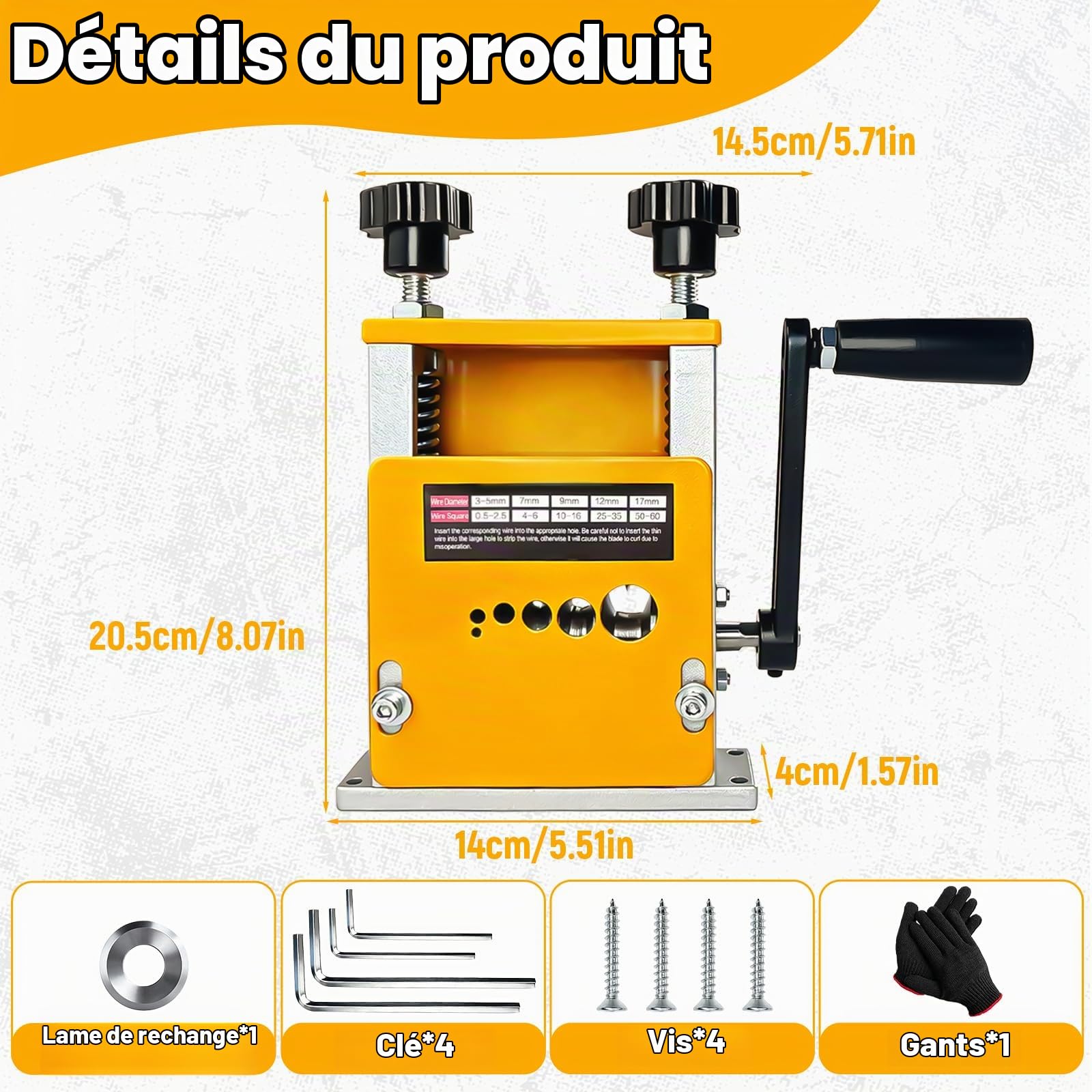 Denudeur Cable Electrique, Machine à Dénuder 2 en 1 avec 6 Canaux et 5 Lames pour Câble de 3-17 mm Machine a Denuder le Cuivre pour le Recyclage des Fils