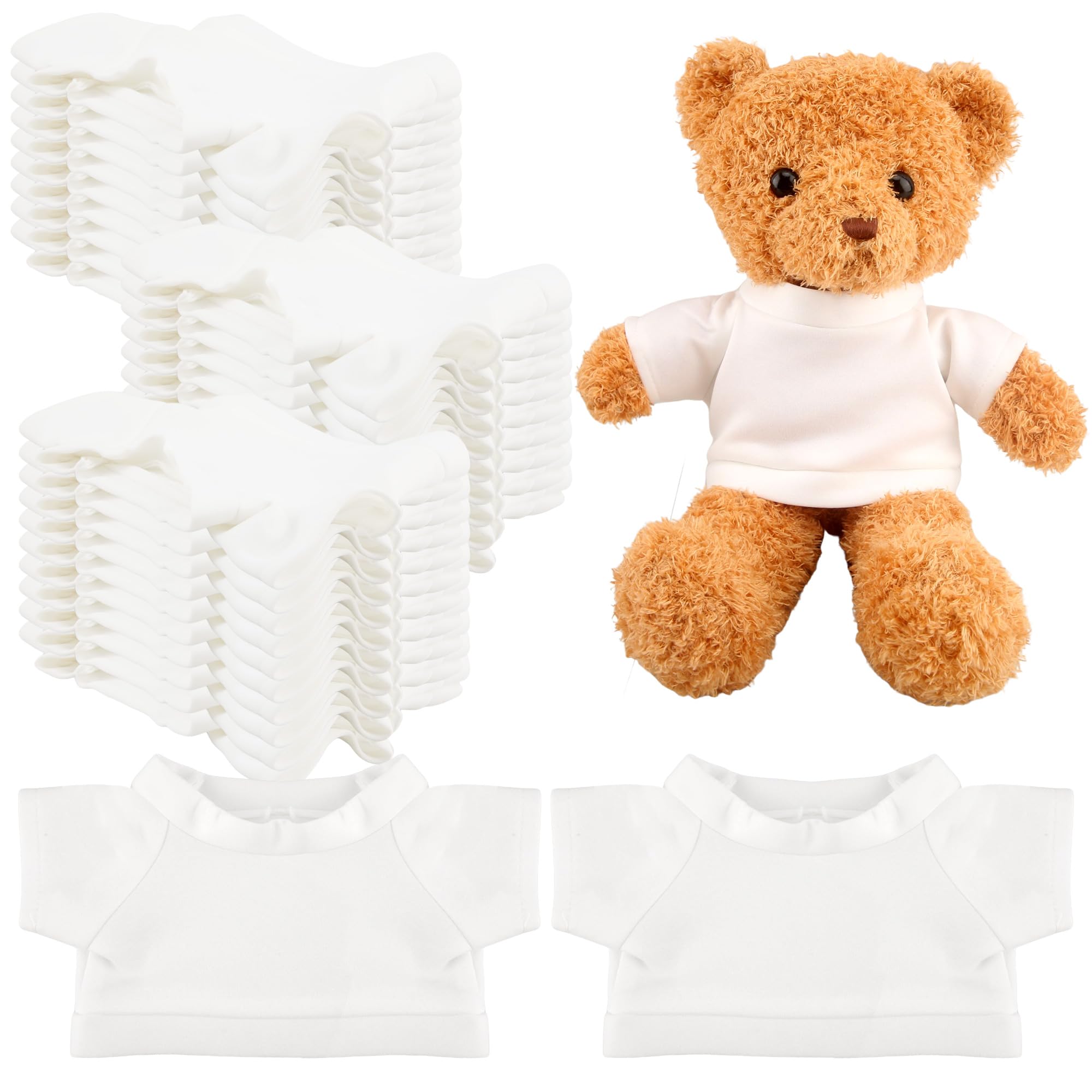 30 Pack Sublimation Bear Clothing Blank Stuffed Animal Shirt Hoodie White Teddy Bear Clothes for 14-18 Inch Stuffed Bears Dolls DIY (Color Style 1)