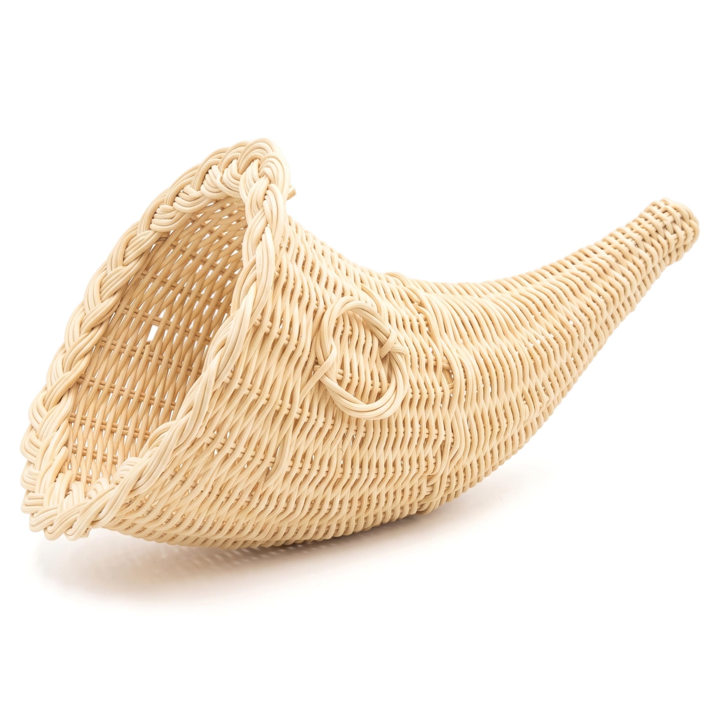 Cestino per cornucopia intrecciato a mano con decorazioni per cornucopia Beige, 8, 5x17 pollici