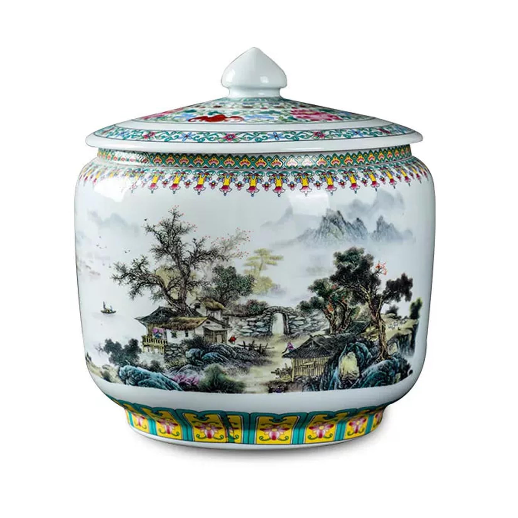 MMleYN Ceramic Rice Storage Container With Sealed Lid, Chinese Ceramic Rice Jar & Dispenser, Food Airtight Storage Jar For Rice, Soybeans, Flour, Snacks, Pet Food(C,15kg)