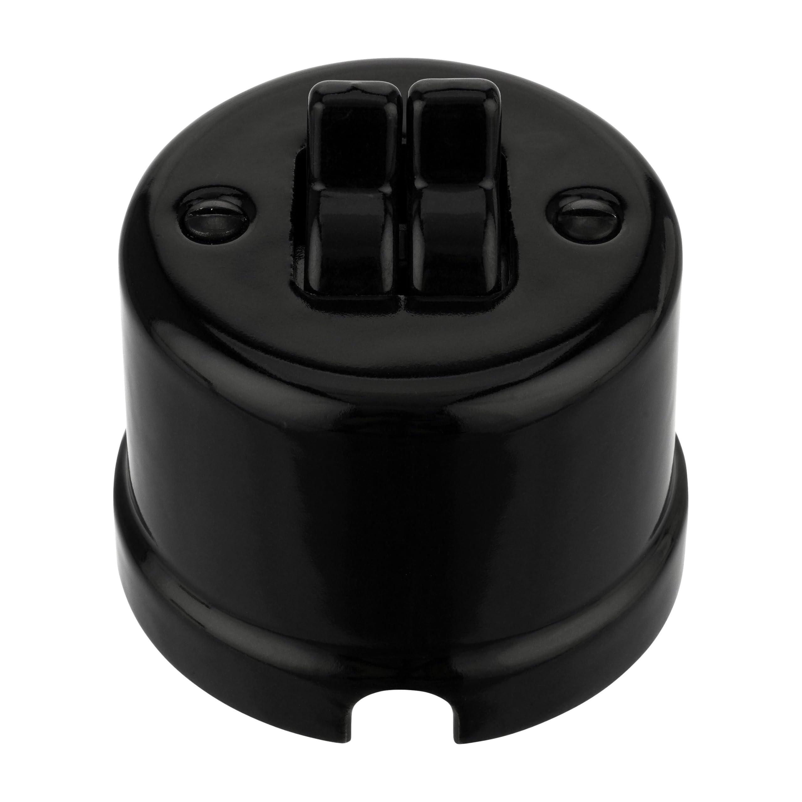 Aufputz Porzellan Retro Toggle Doppelschalter, All-in-One, Serie QR1 schwarz
