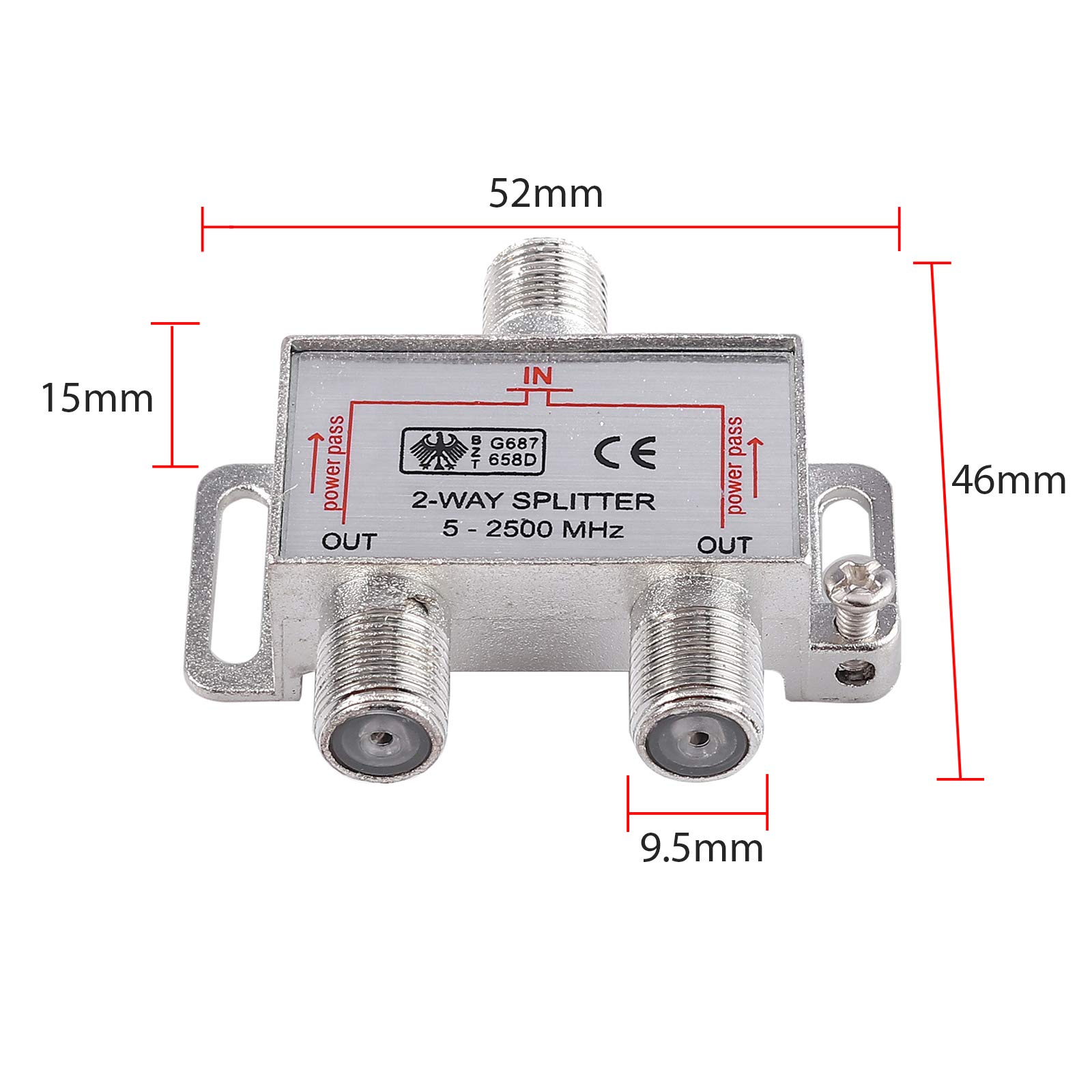 Neoteck 2 Way Sky Cable Splitter Satellite TV Aerial Cable Splitter Kit