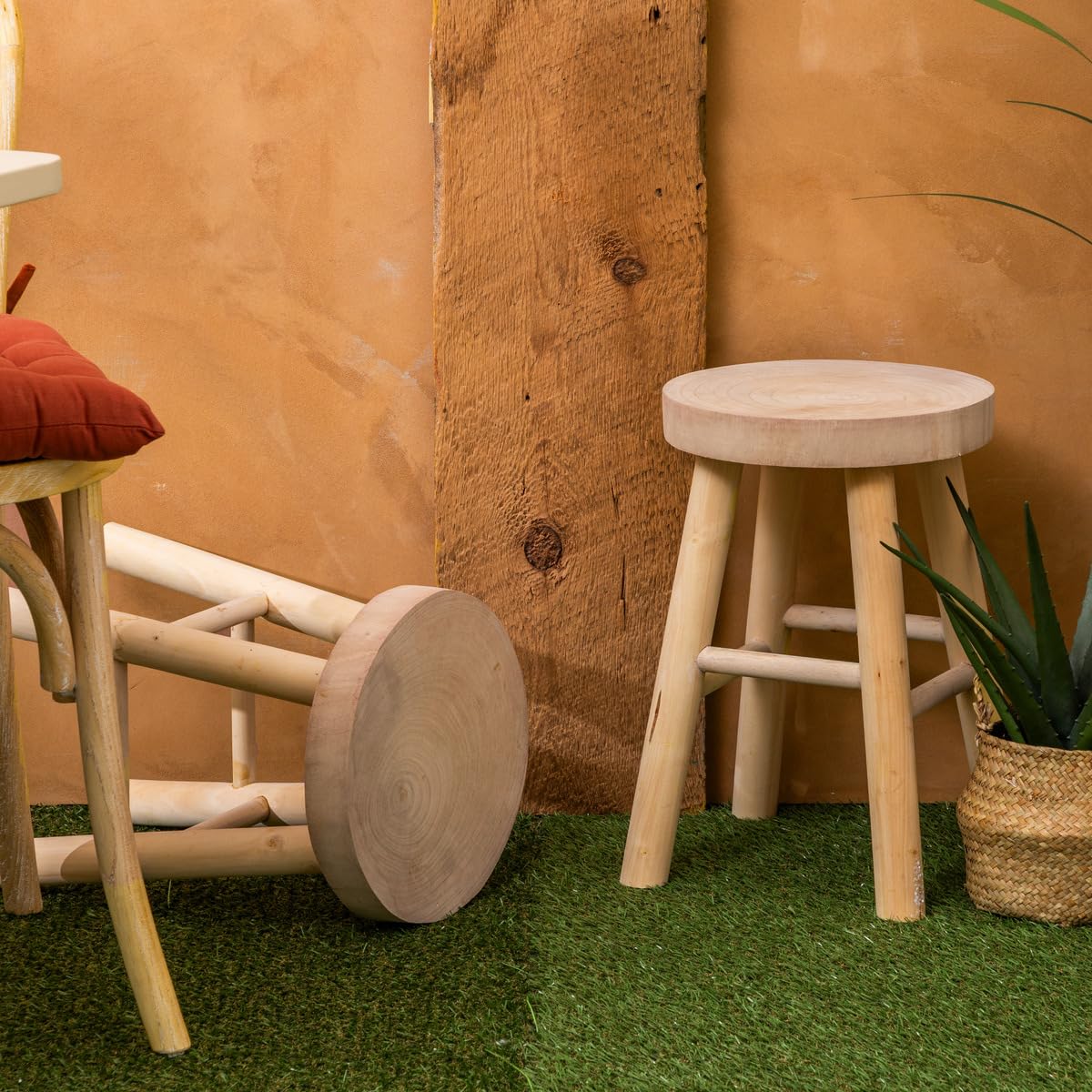 ATMOSPHERA CREATEUR D'INTERIEUR - Sgabello nyar in Paulownia Beige d28x41cm