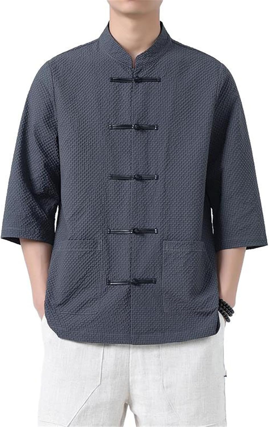 Men's Chinese Style Short Sleeved Shirt Tang Suit Stand-Up Collar Kungfu Casual Party Summer Casual T-Shirt Tops