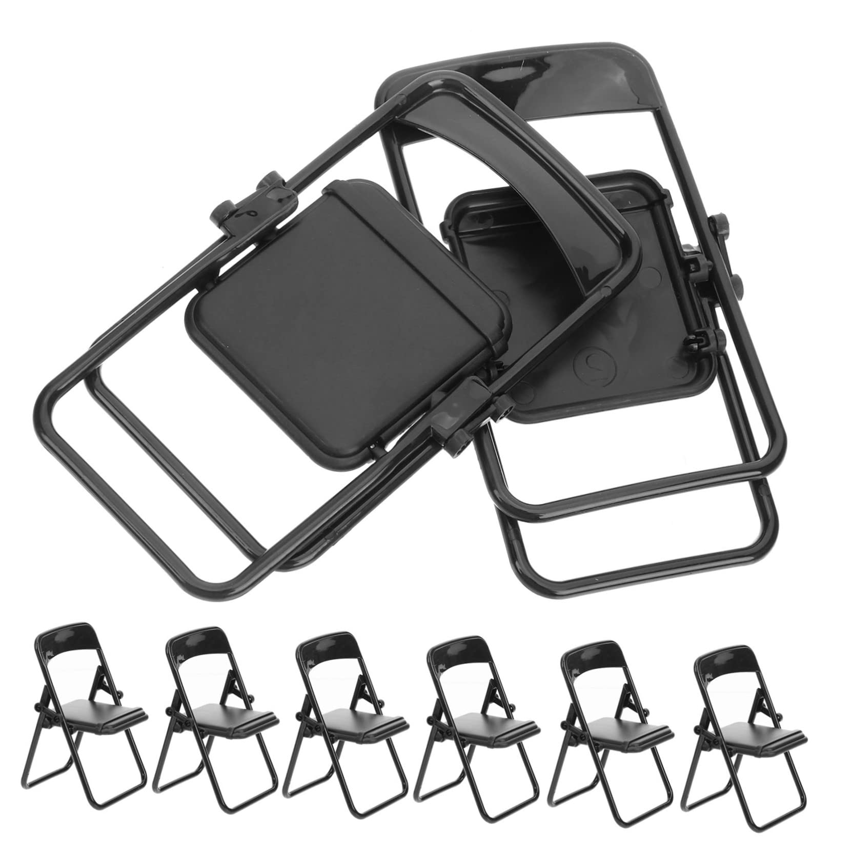 20-Pack Miniature Folding Chairs - Black Plastic Mini Chairs For Dollhouses & DIY Scenes