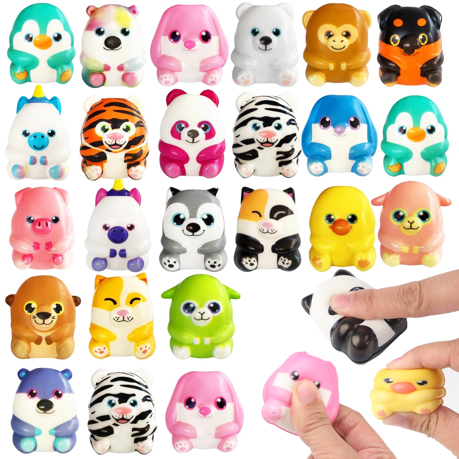 ComPDCVD 24 PCS Slow Rising Squishy Toys Kawaii Stress Relief Toys Animal Toy Stress Ball for Boys and Girls Party Bag Fillers for Kids Classroom Prizes Stres Toy Birthday Party Favors Age 3+