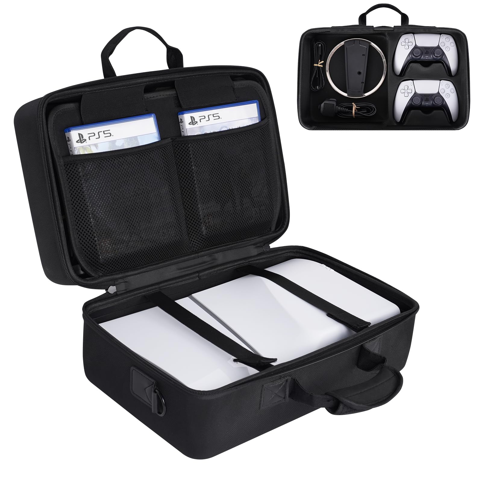 Diocall Hard Case Compatible with PS5 Slim 2023 Protective Travel Case for PlayStation 5 Slim Console DualSense Controllers