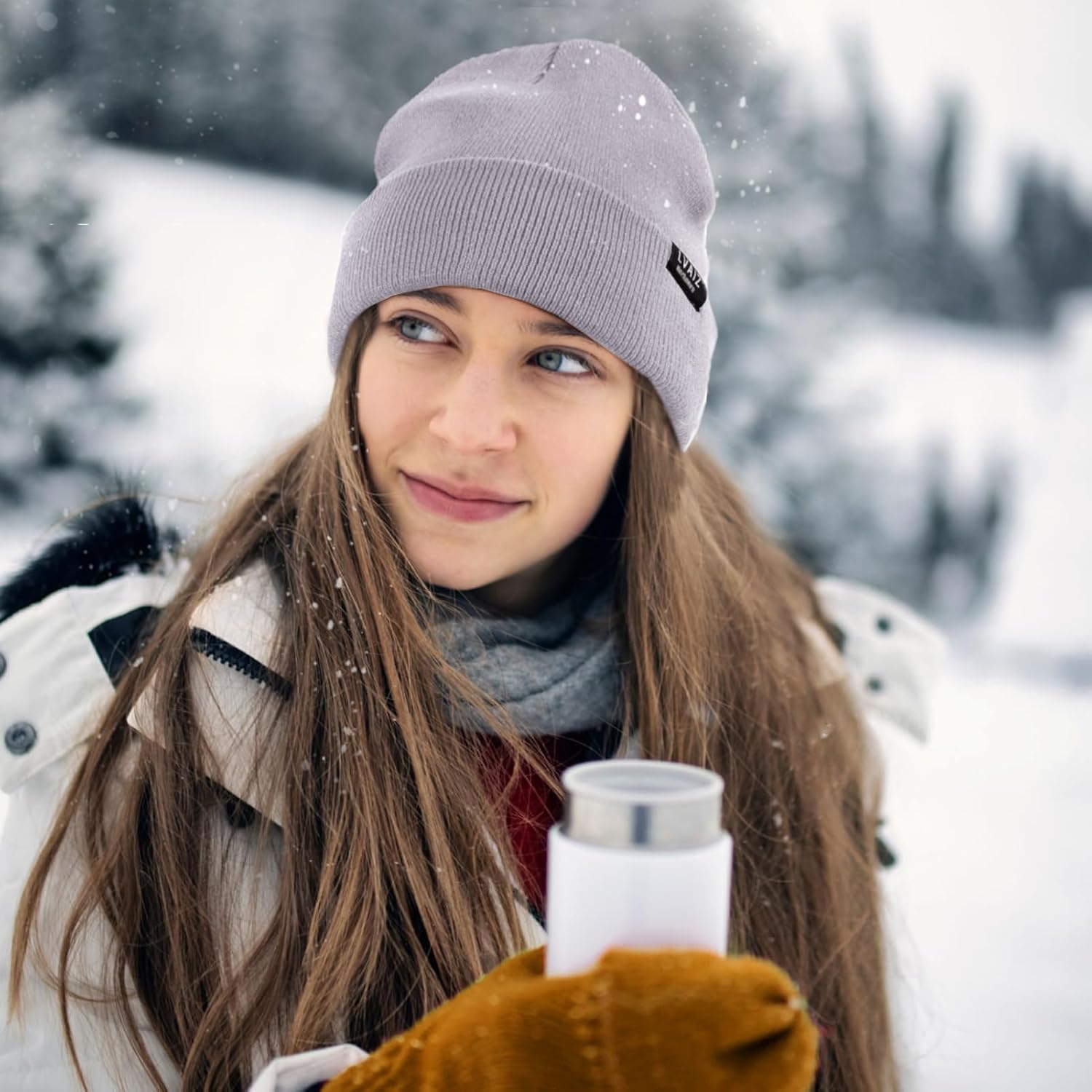 Satin Lined Winter Beanie Hats for Women Unisex Cotton Knitted Cuffed Knit Hat with Silky Lining Slouchy Skull Cap - Image 7