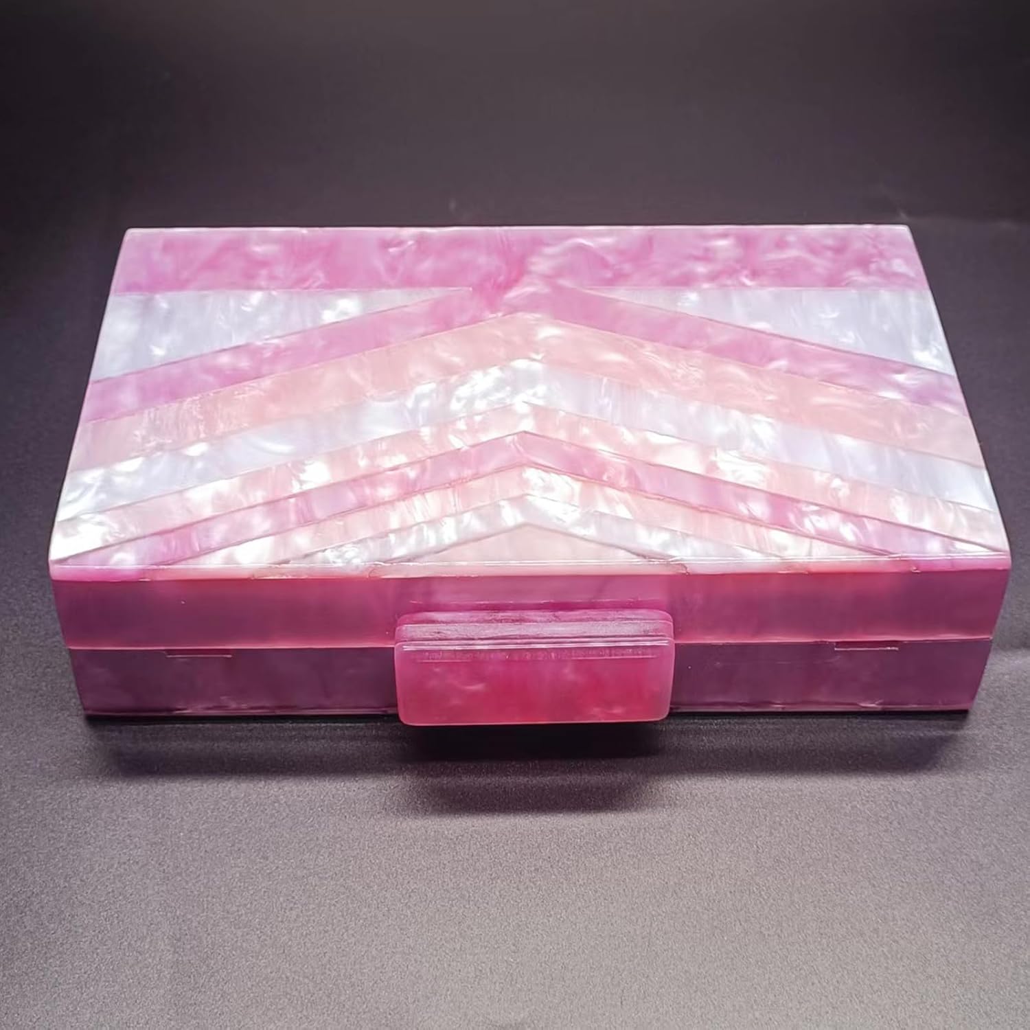 Acrylic Pink Evening Bag, Clutch Purses for Women, Colorful Geometry Motifs Crossbody Bag for Wedding Party - Image 8