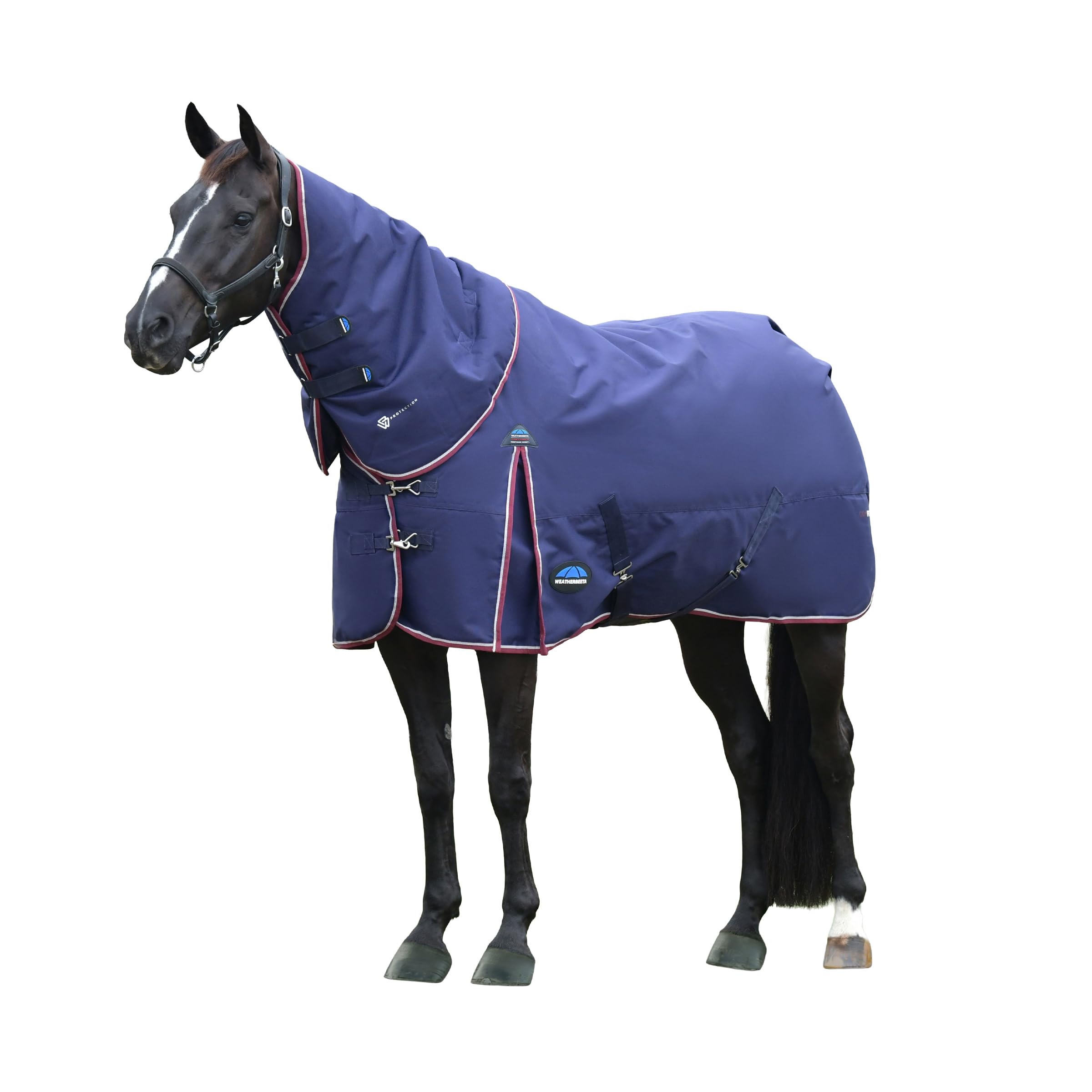 WeatherBeeta ComFiTec Essential Turnout Detach-A-Neck 50G, Navy/Burgundy, 5'6