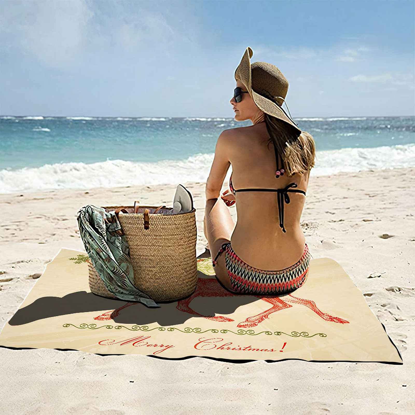 Telo Da Mare 3D Alce Rosso Stampato Asciugamano Da Spiaggia 150x200cm Asciugamano Microfibra Grande Antisabbia Leggero Telo Mare Per Sport Piscina Viaggi In Famiglia Vacanze
