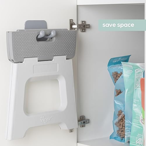 Miniatura 8 de Vigar Taburete plegable compacto 12-12 pulgadas ligero capacidad de 330 libras taburete plegable antideslizante color gris Negro, gris, Mostaza,