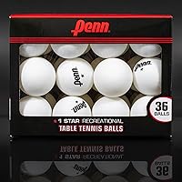 Penn 40mm 1-Star White Ping Pong Balls - 36 Pack Official Tournament Size Table Tennis Balls for Practice & Play