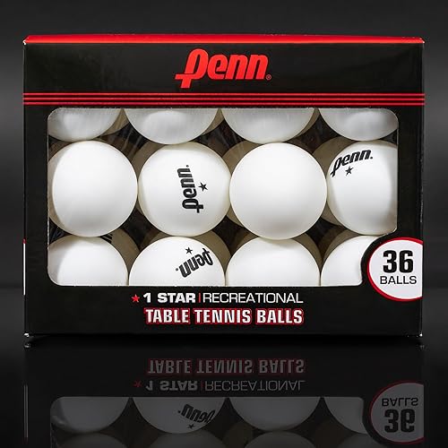 Penn Pelotas de ping pong blancas de 1 estrella de 1.575 in, caja de 36 pelotas de tenis de mesa oficiales de tamaño torneo