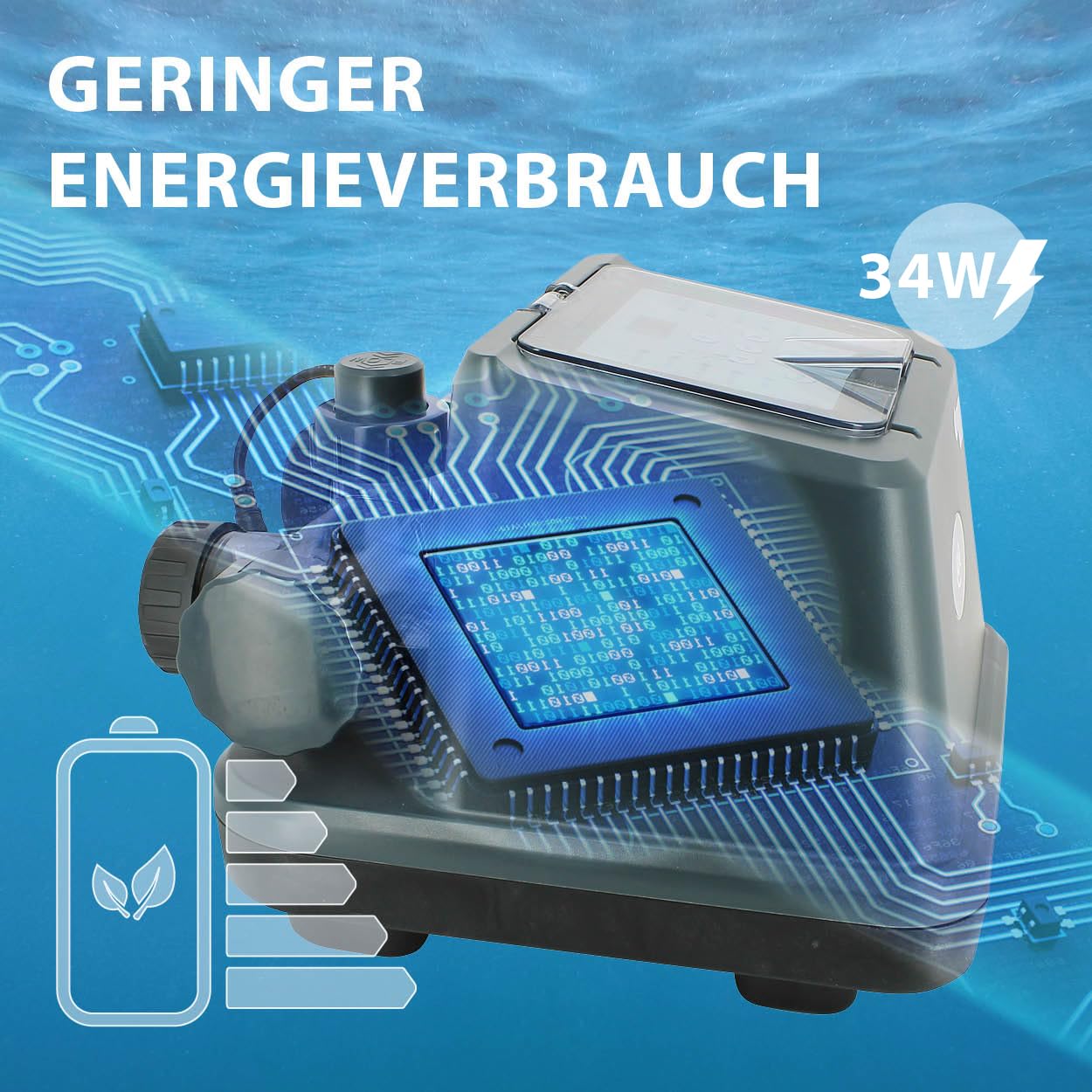 Gre GSS25 – Desinfektionssystem für Pools, Dream Salt Elektrolyse, geeignet für Aufstellpools bis 25 m³, mit integriertem LED-Display