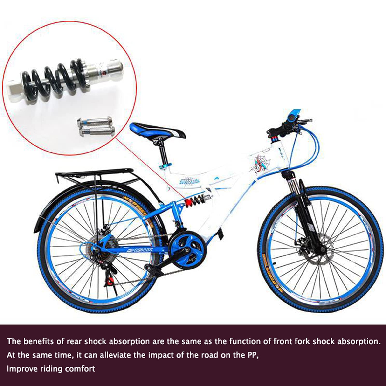 135mm MTB Federabsorber, Mountainbike Shock Spring Faltbare Fahrradteile Gelten für Elektrofahrräder Mountain Wheel Chair Bike Damper